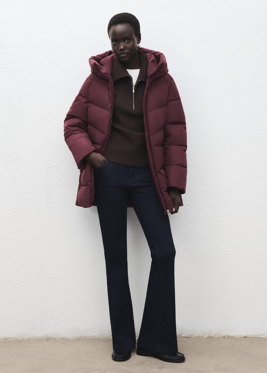 Jacke Damen Mango Lange Jacke Maxi-Jacke Mit Reverskragen In Leder