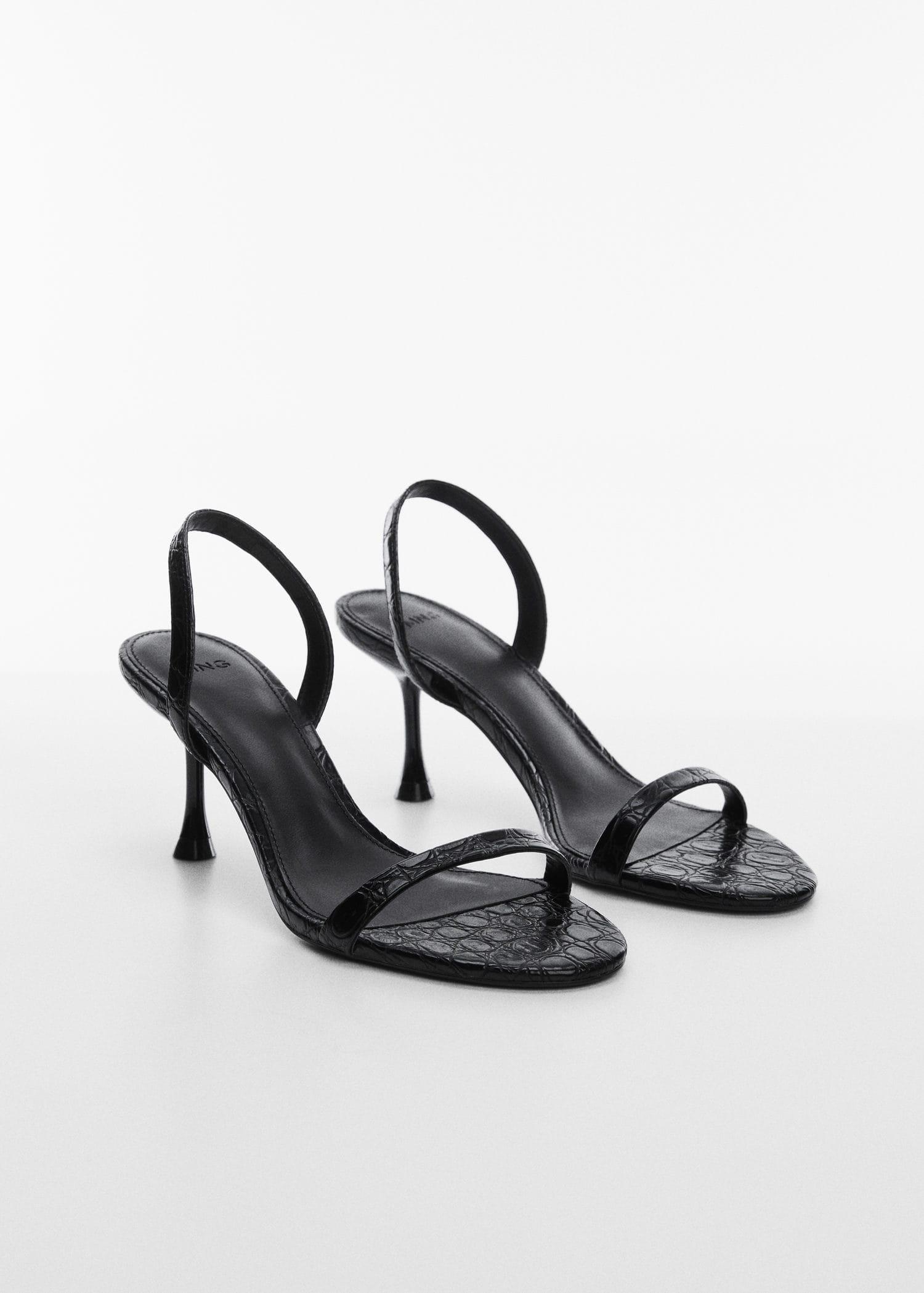 Mango Heel Croc-effect Sandals in White | Lyst UK