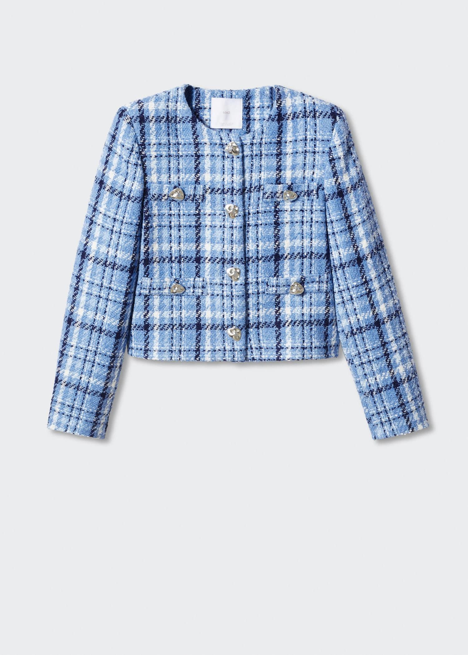 Mango Check Tweed Jacket in Blue | Lyst UK