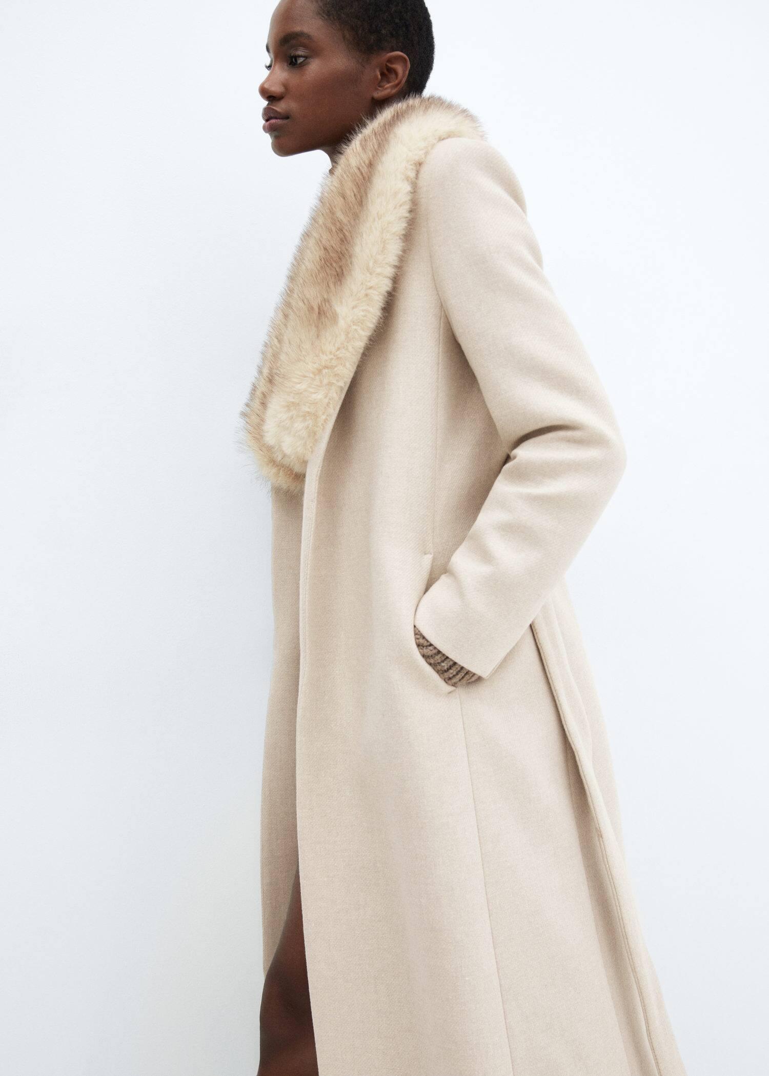 Mango fur collar coat Clearance