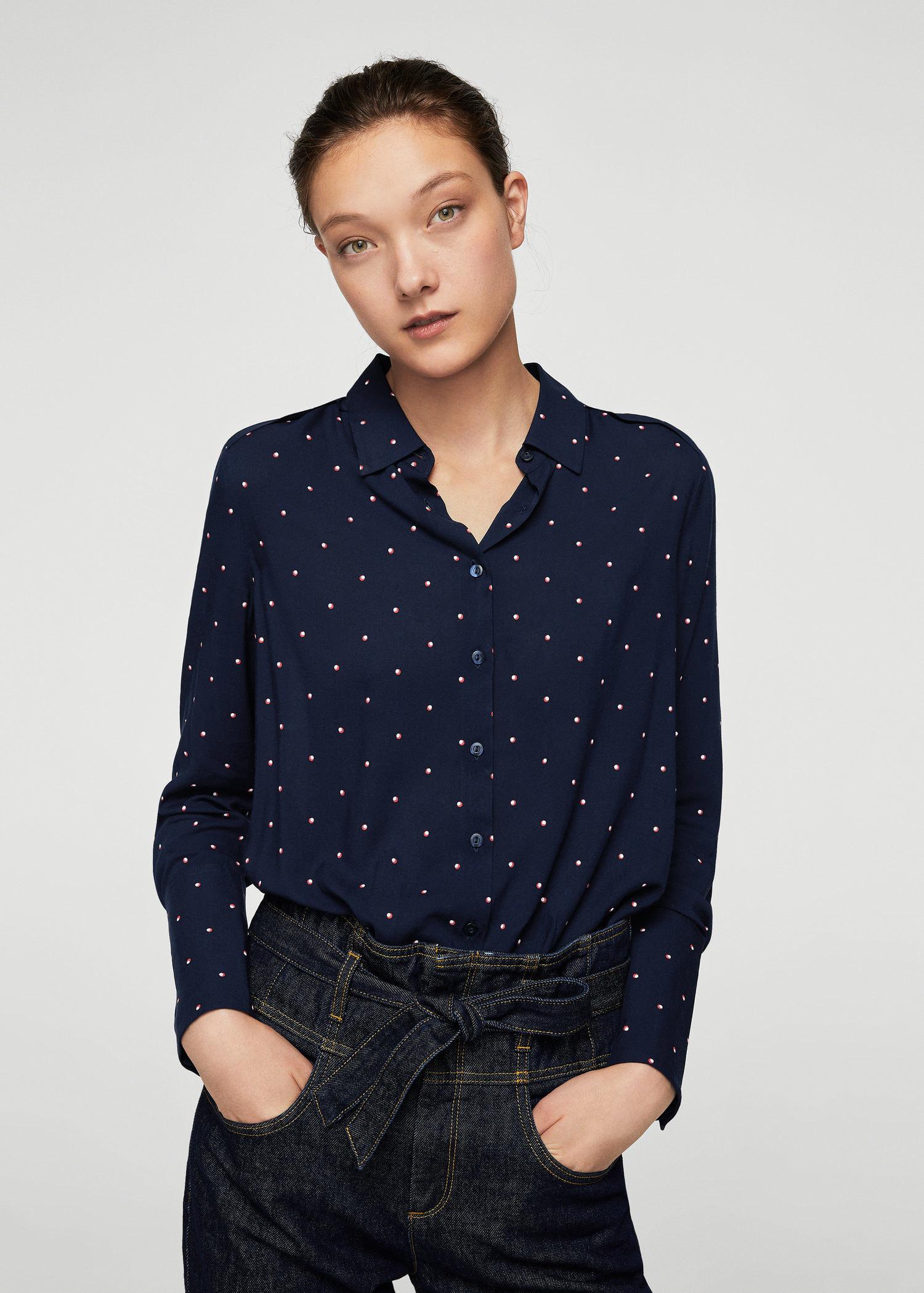 Lyst Mango Printed Shirt in Blue