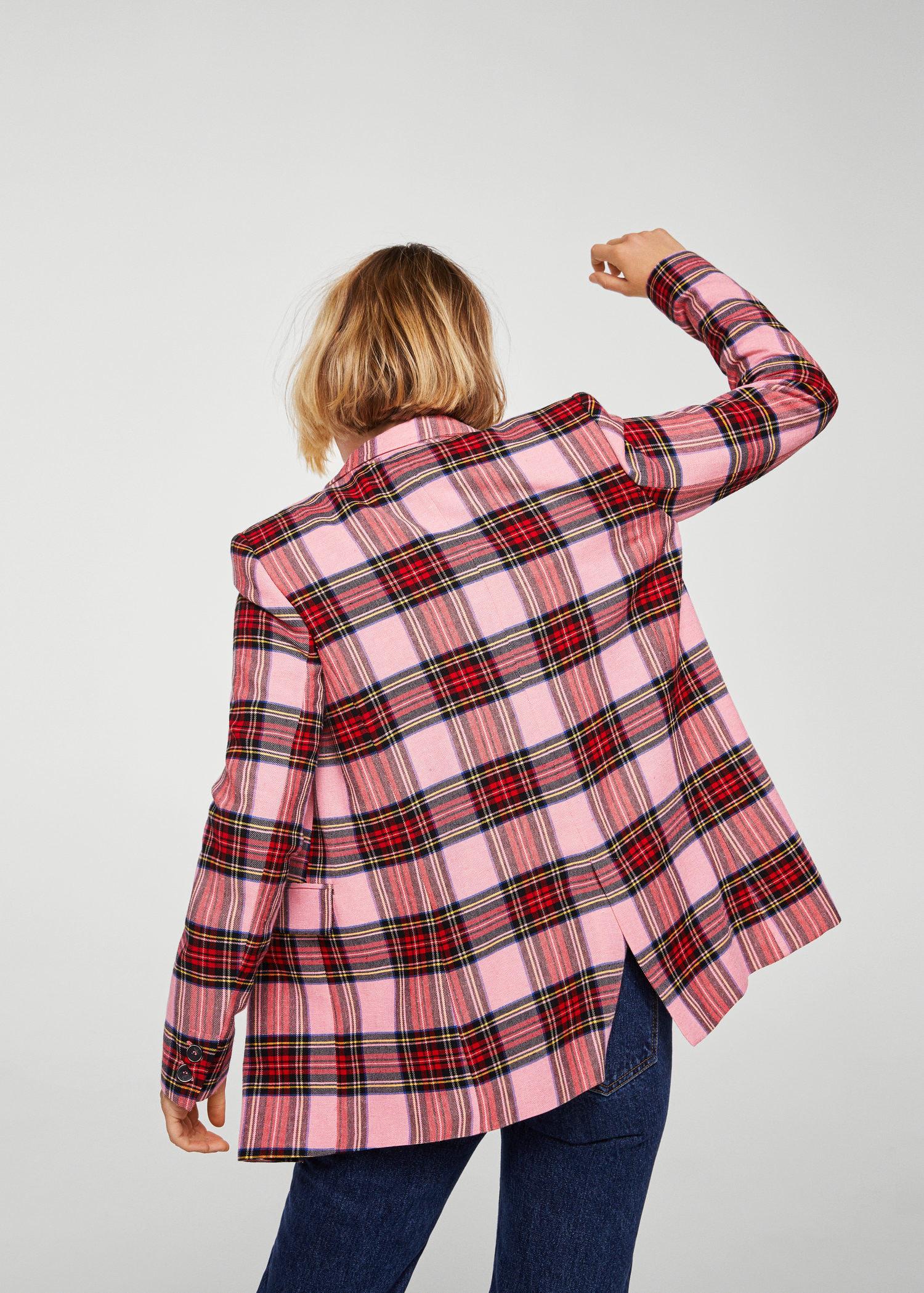 pink checkered blazer