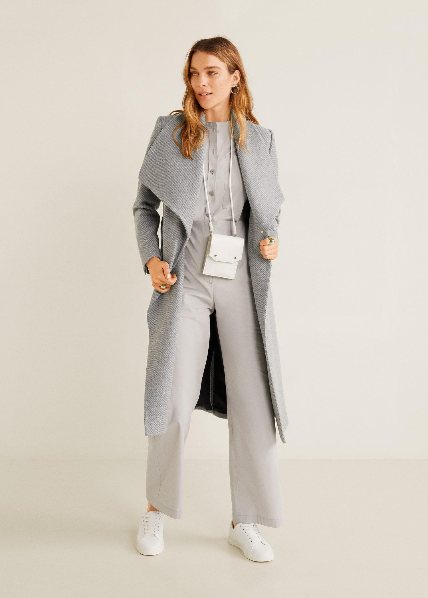 Mango Wide Lapel Woolblend Coat Light Heather Grey in Gray Lyst