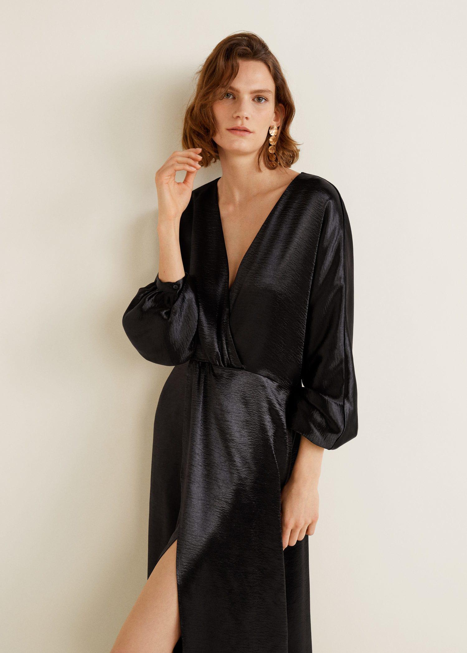 mango black satin dress