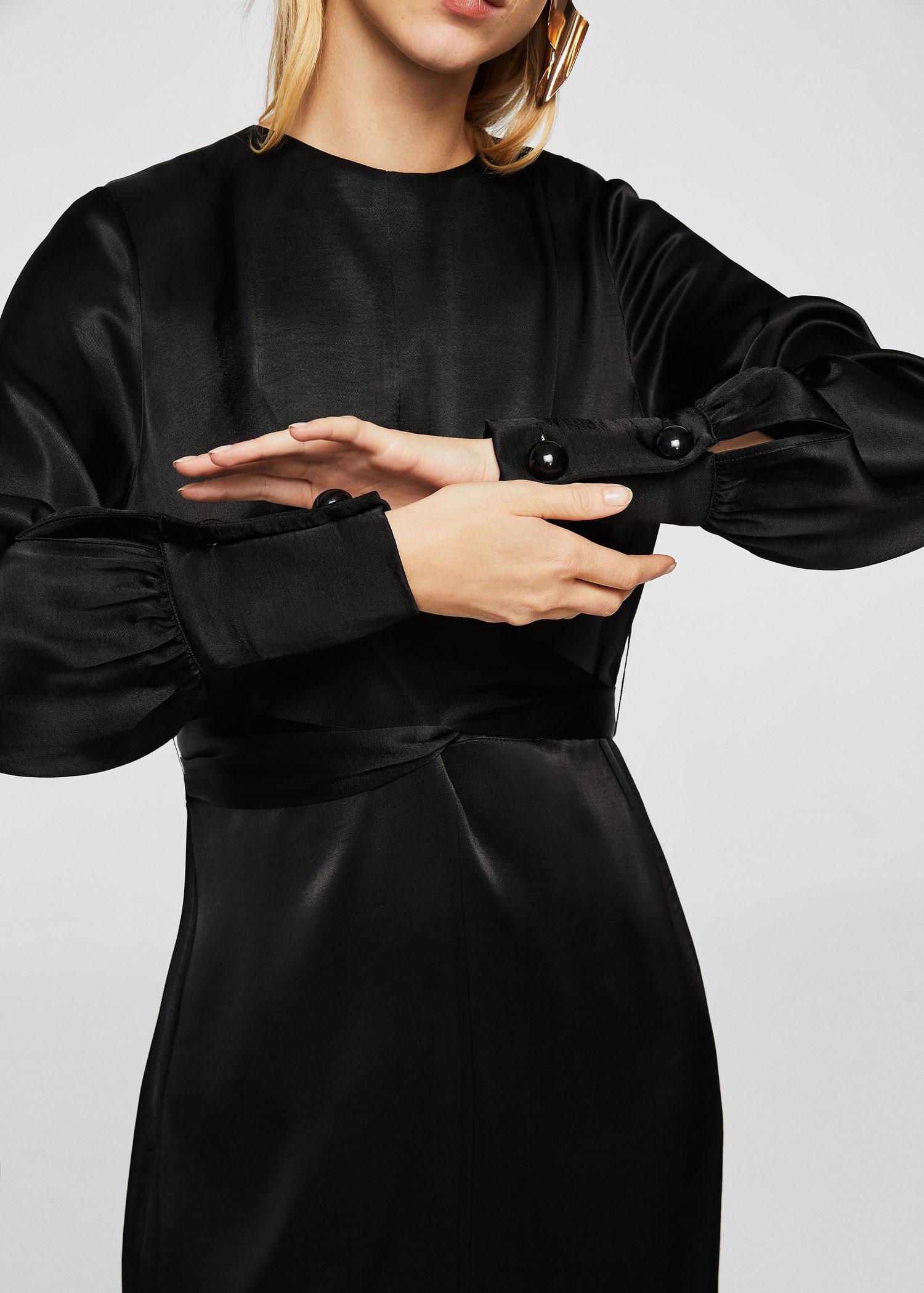 mango black satin dress