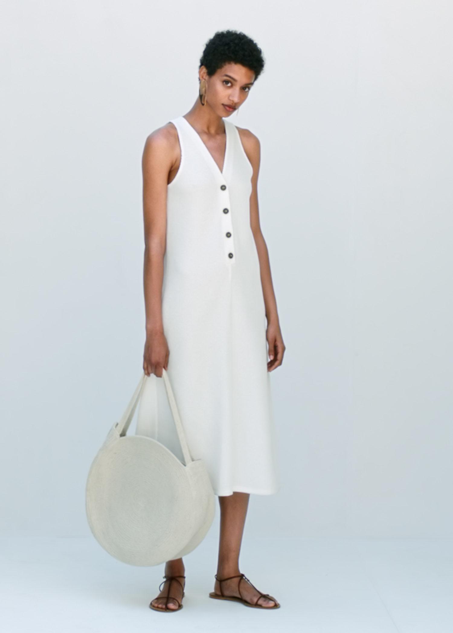 mango white dress with buttons