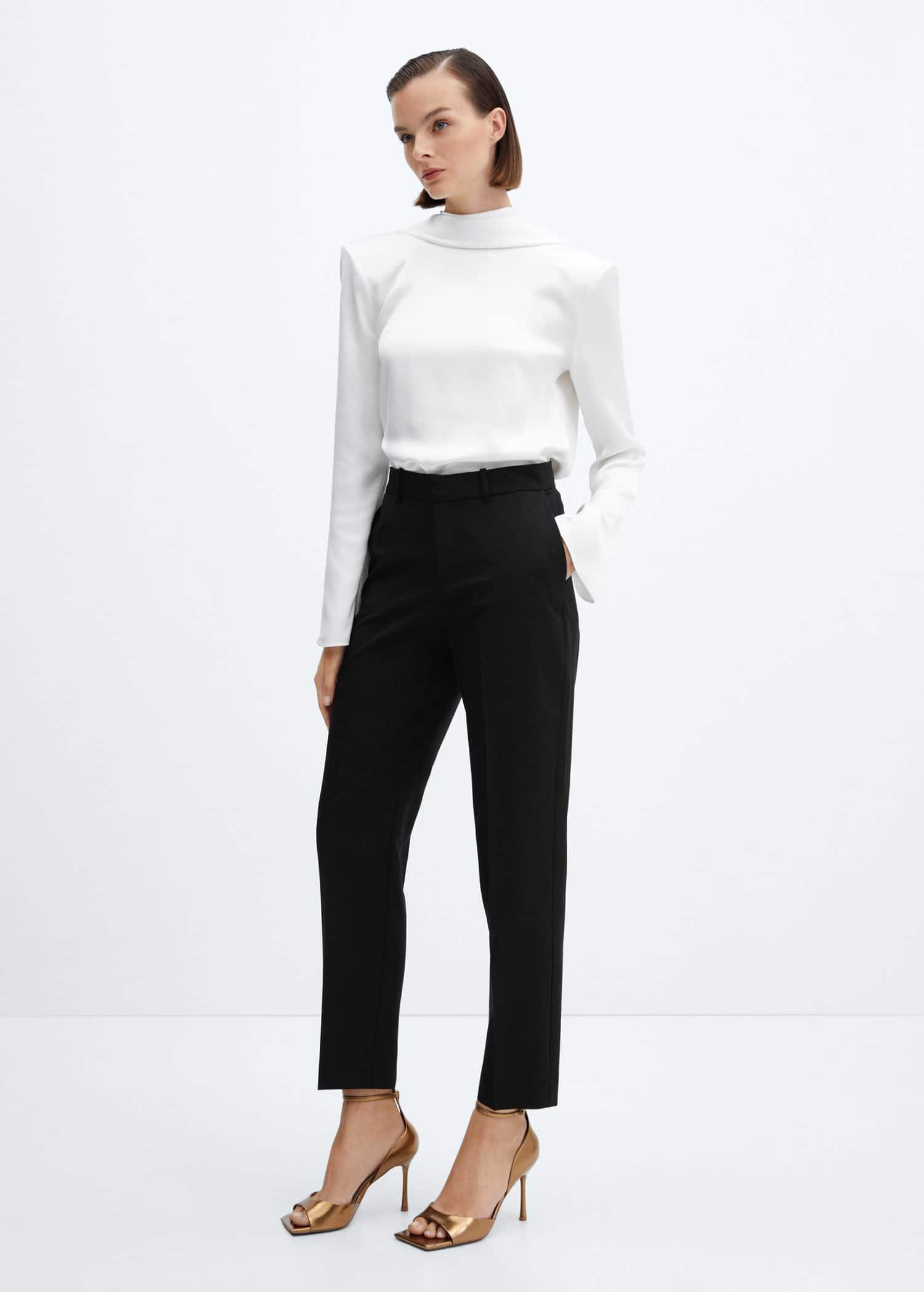 Mango Open back Blouse With Shoulder Pads in White Lyst UK