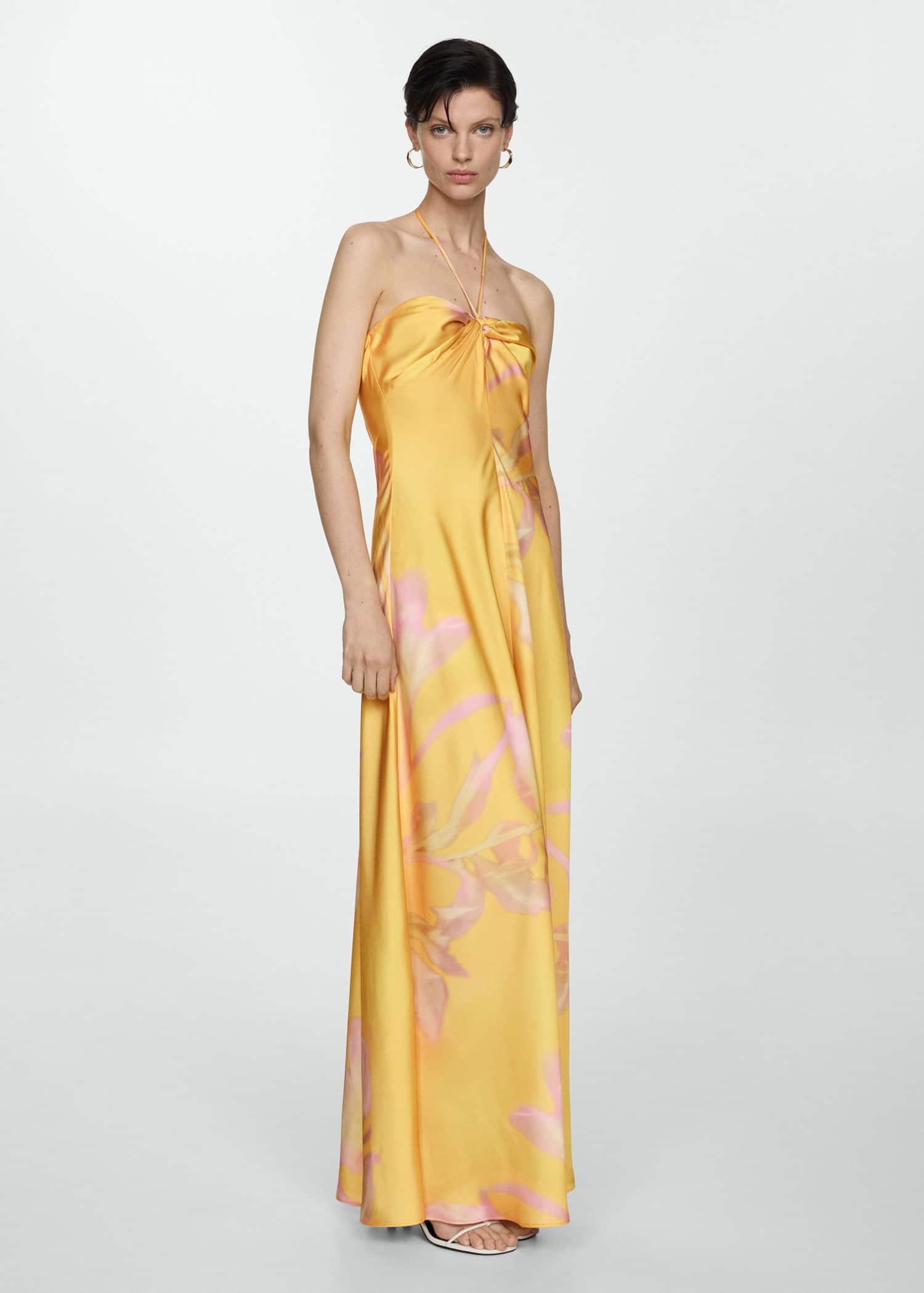Mango Printed Satin Dress in Metallic Lyst UK