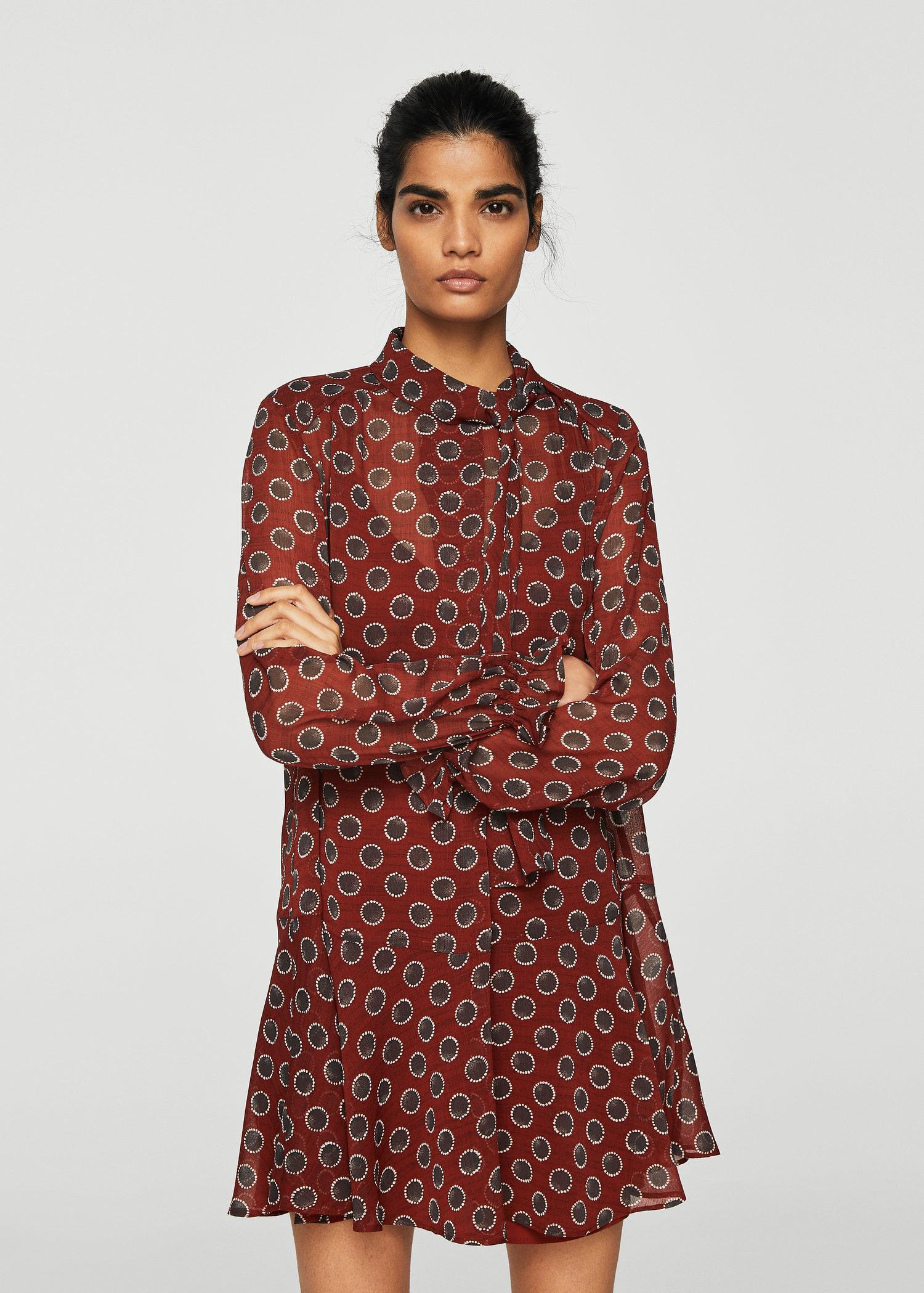 printed bow dress mango