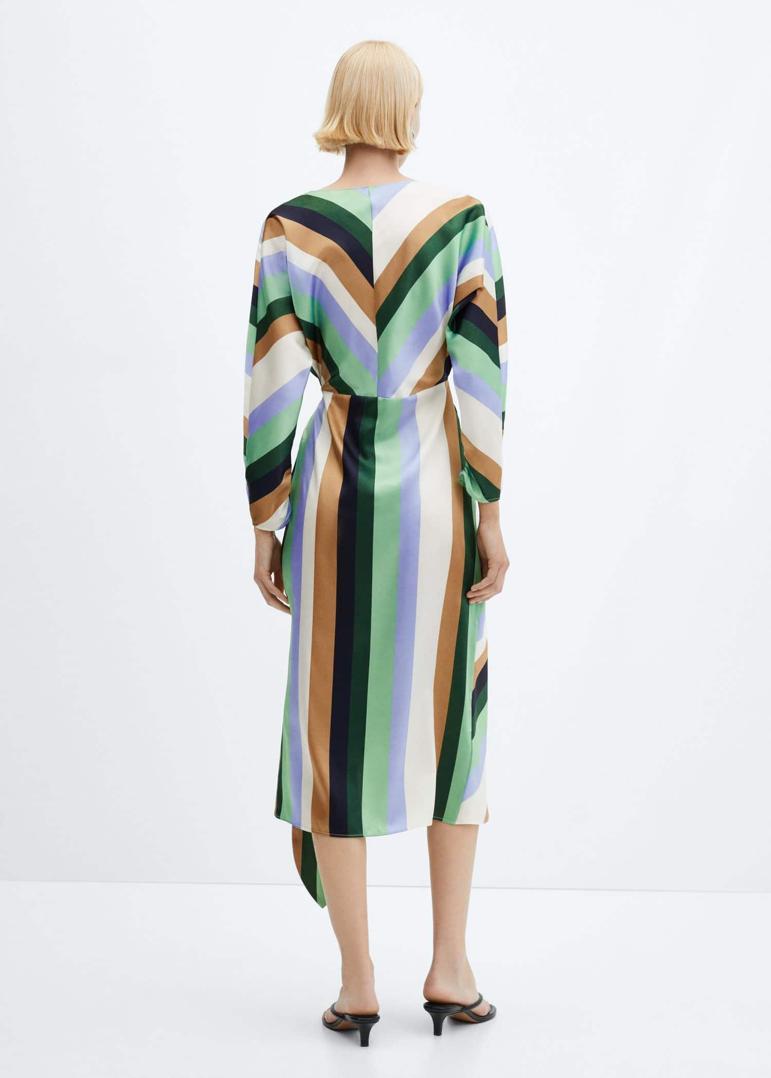 Mango Striped Satin Dress in Green | Lyst UK
