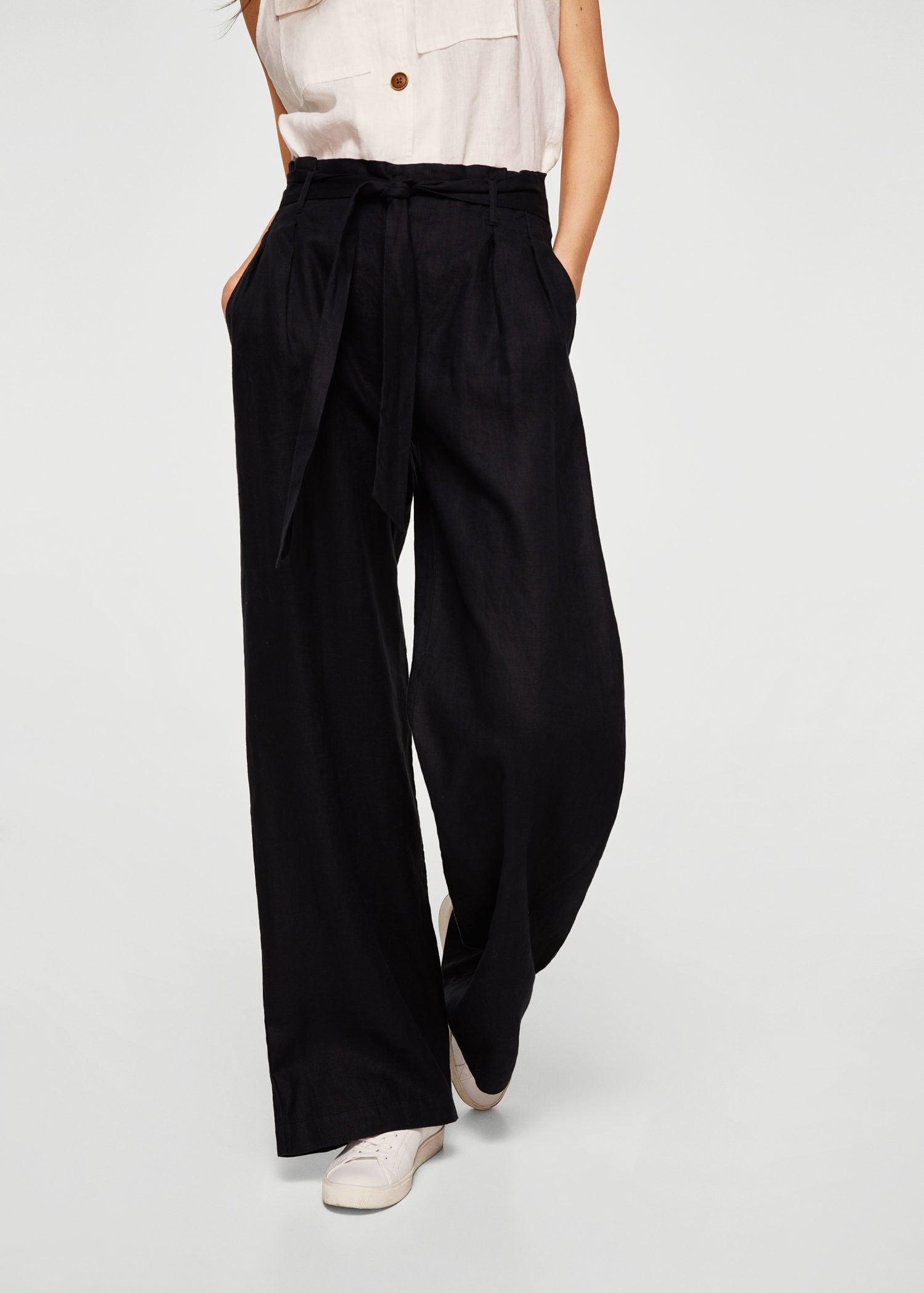 high waisted black linen trousers