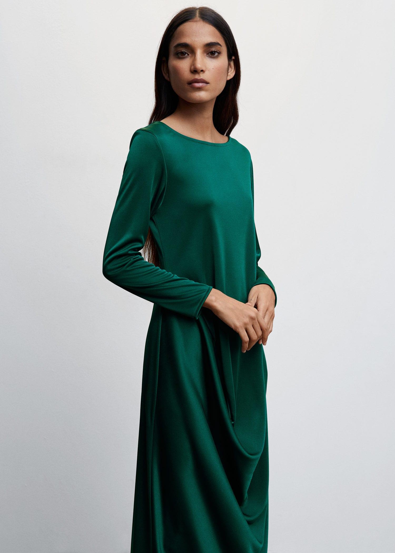Mango green midi dress sales