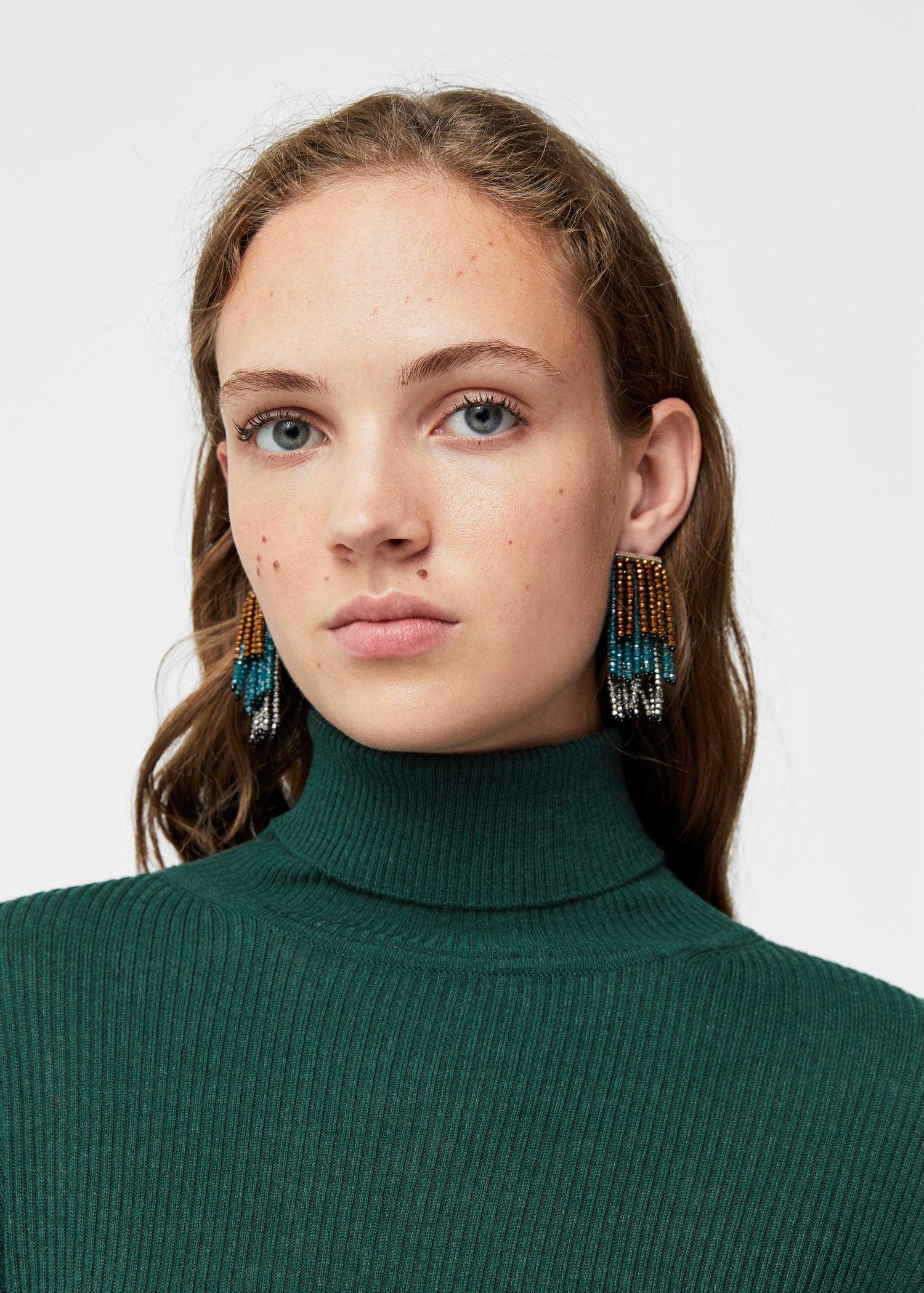 Mango Synthetic Turtleneck Sweater in Dark Green (Green) - Lyst