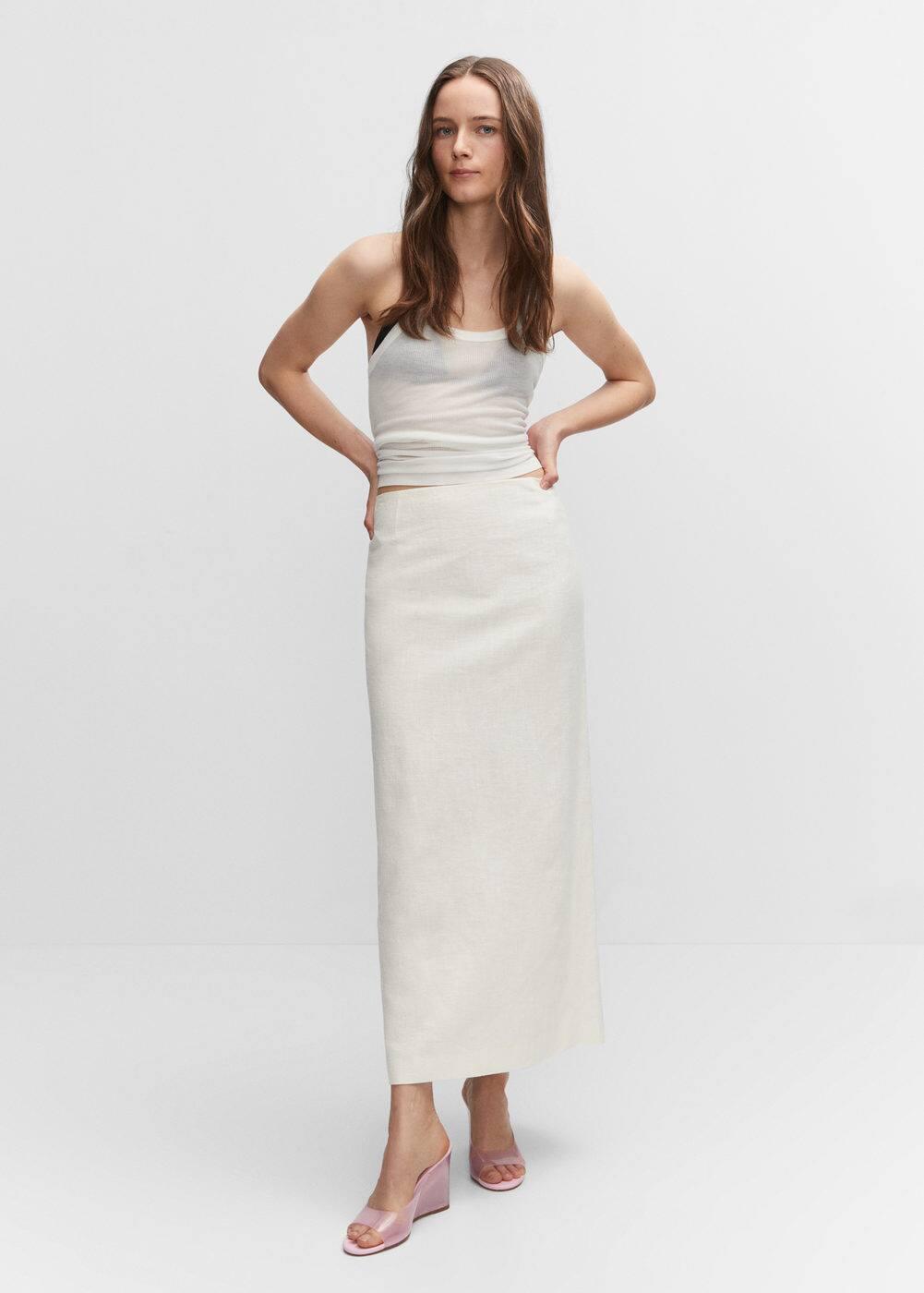 Gonna lunga spacco di Mango in Bianco Lyst