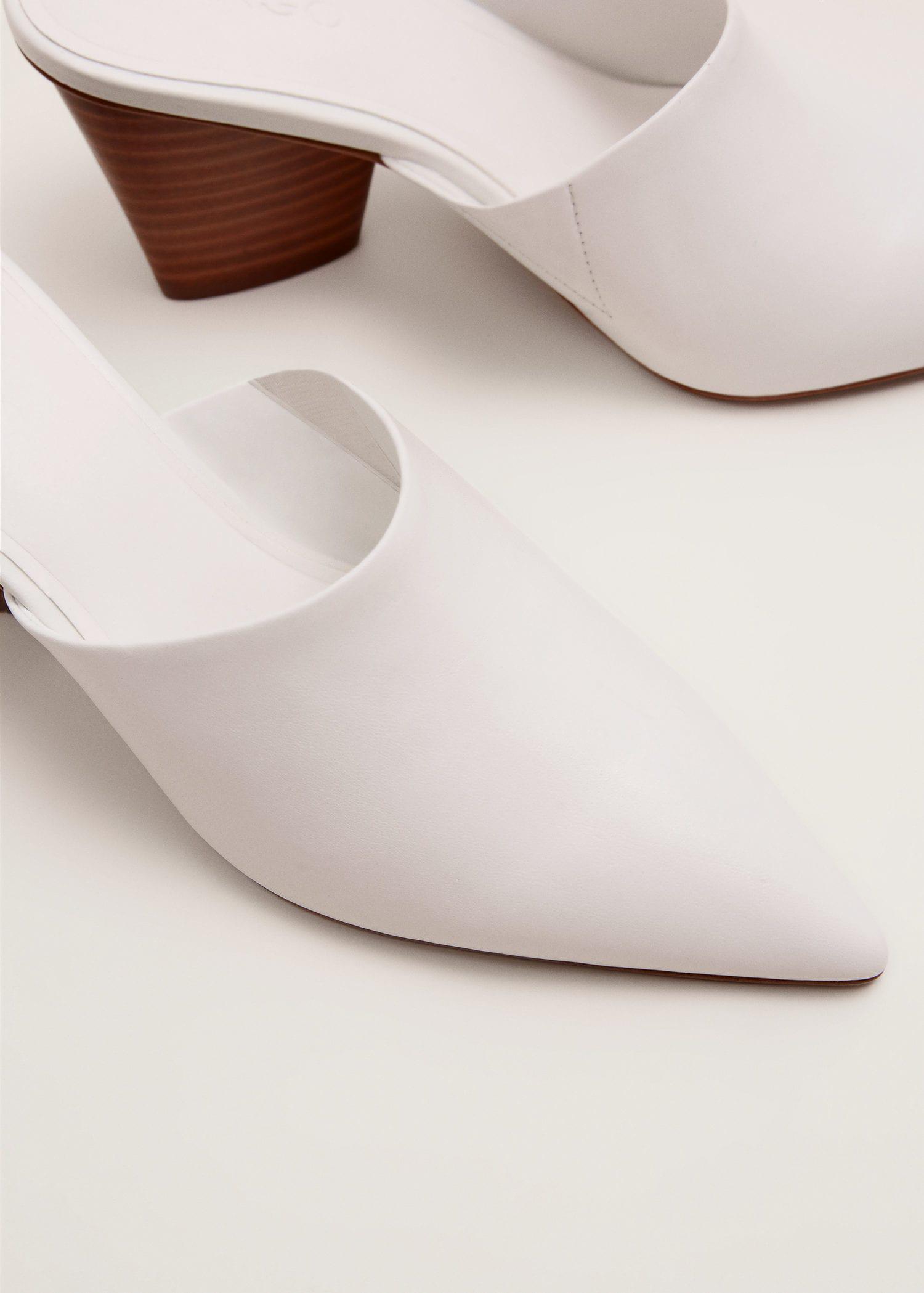 Mango Heel Leather Mules in White - Lyst