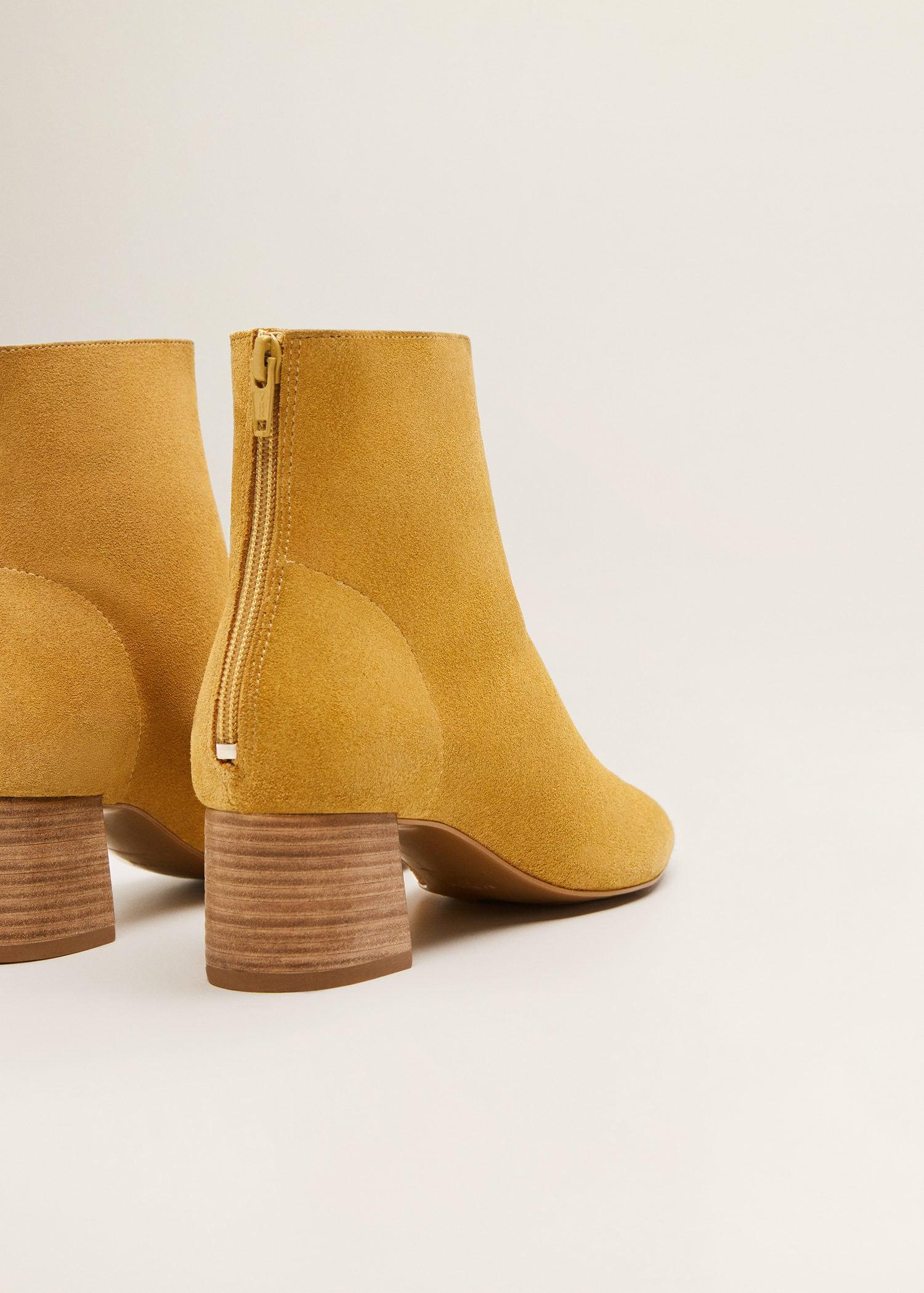 mustard yellow suede ankle boots