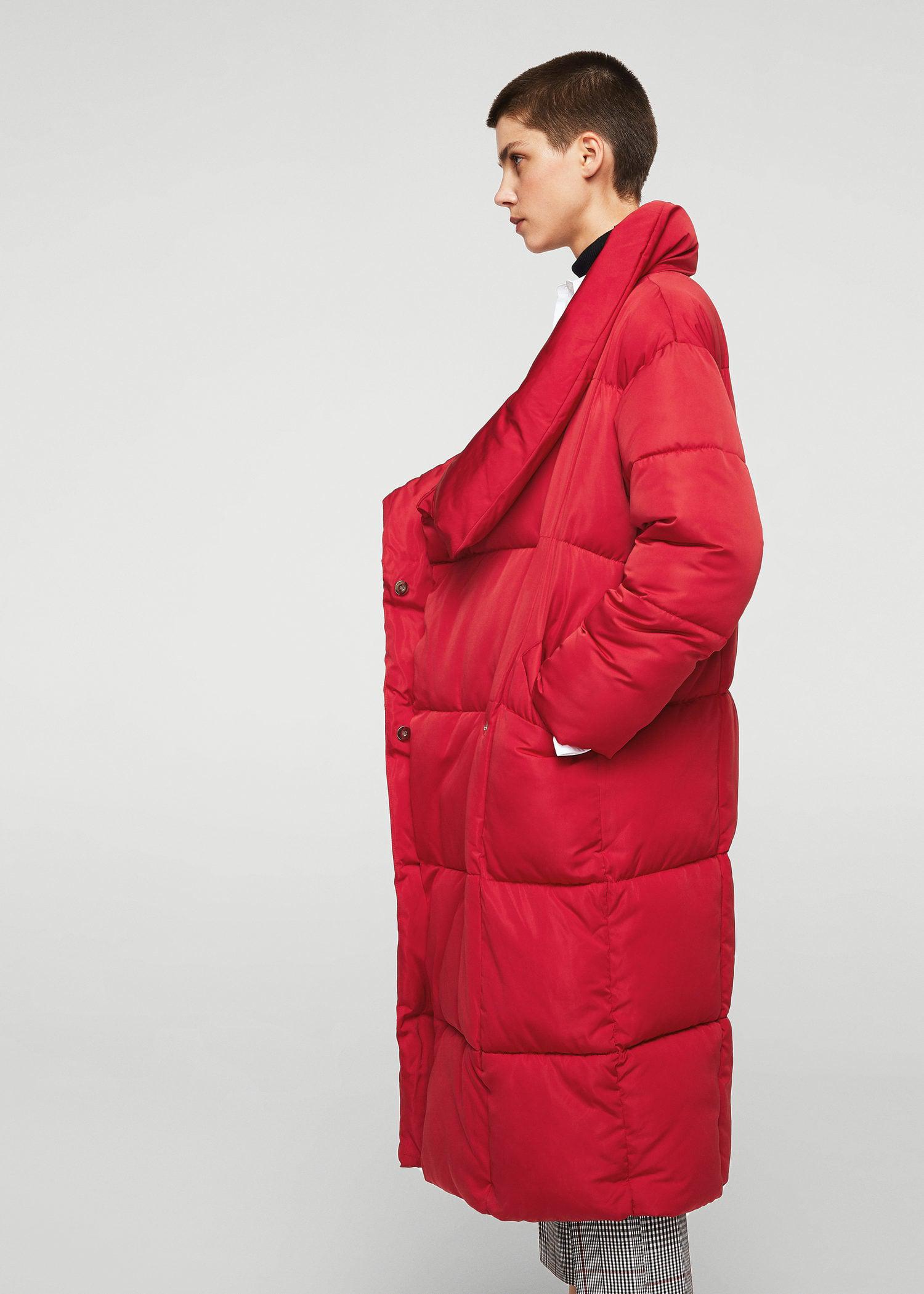 Red padded long coat Clearance