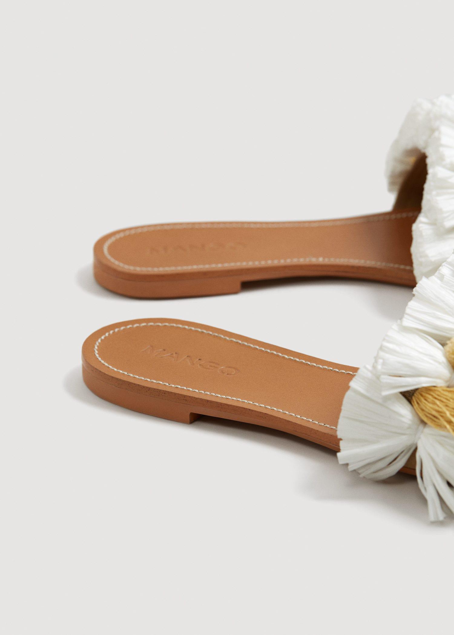 Mango Cotton Tassels Flat Sandals in White - Lyst