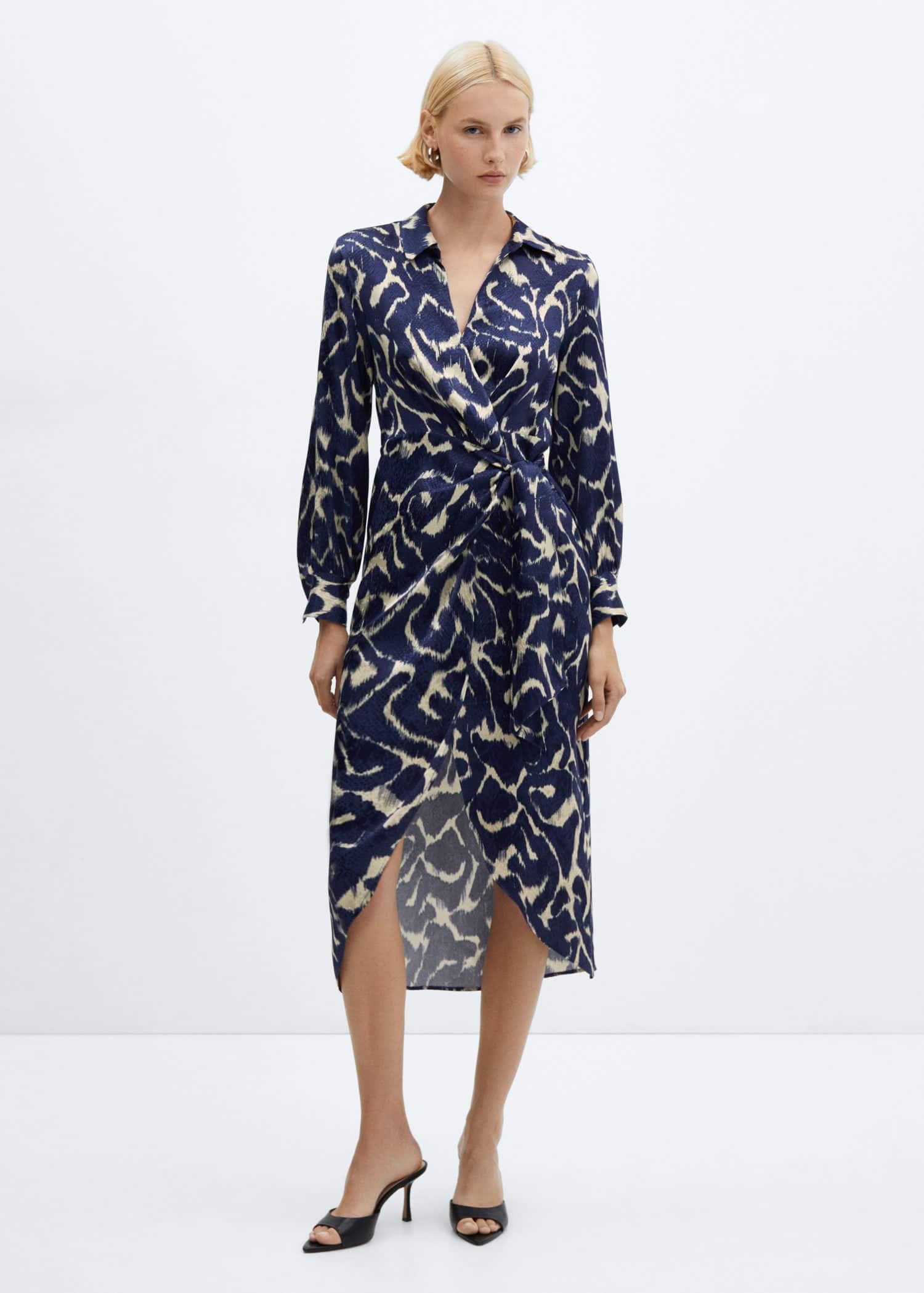 Mango Knot Print Dress in Blue Lyst UK