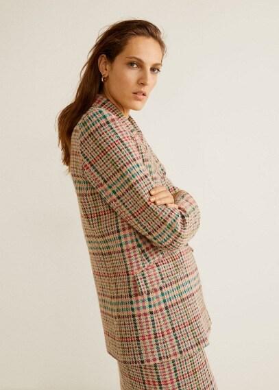 mango pink check blazer