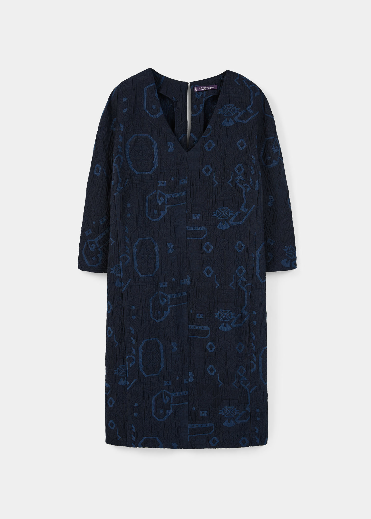 Violeta by mango Textured Jacquard Dress in Blue | Lyst
