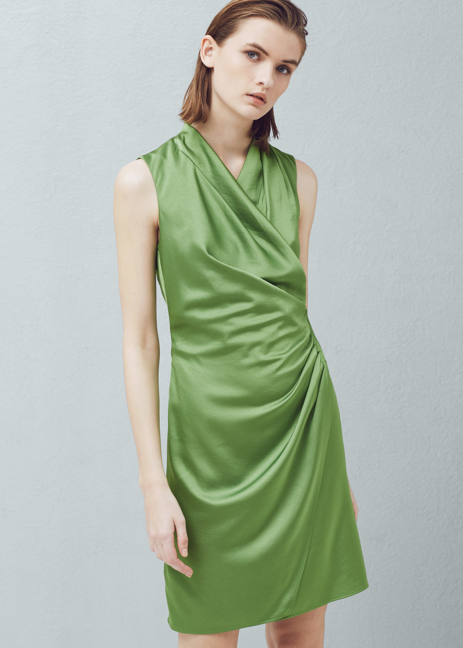 Immediate impact. <b>mango</b> green satin <b>dress</b> Feedback after using it for a mon...