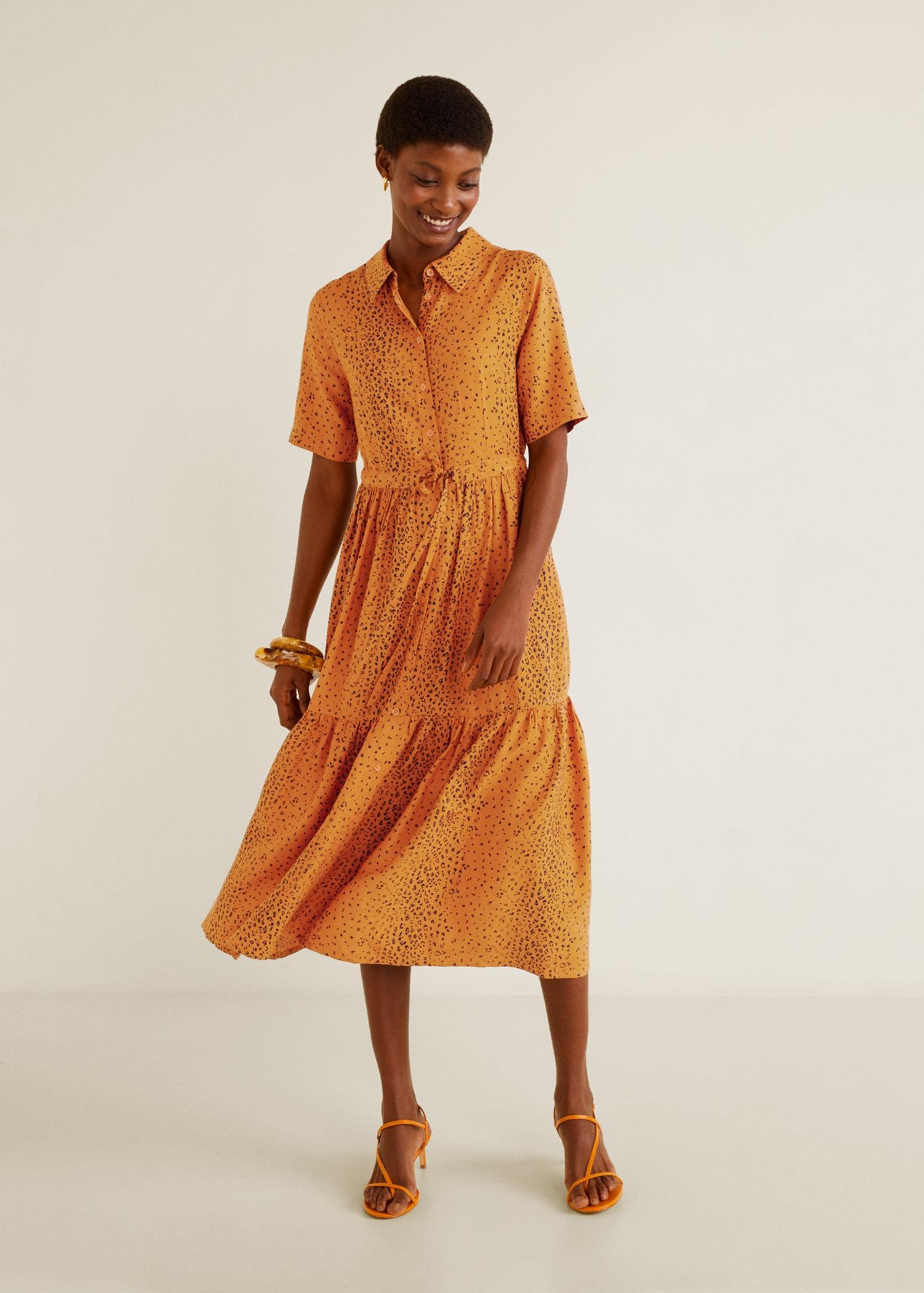 orange animal print dress