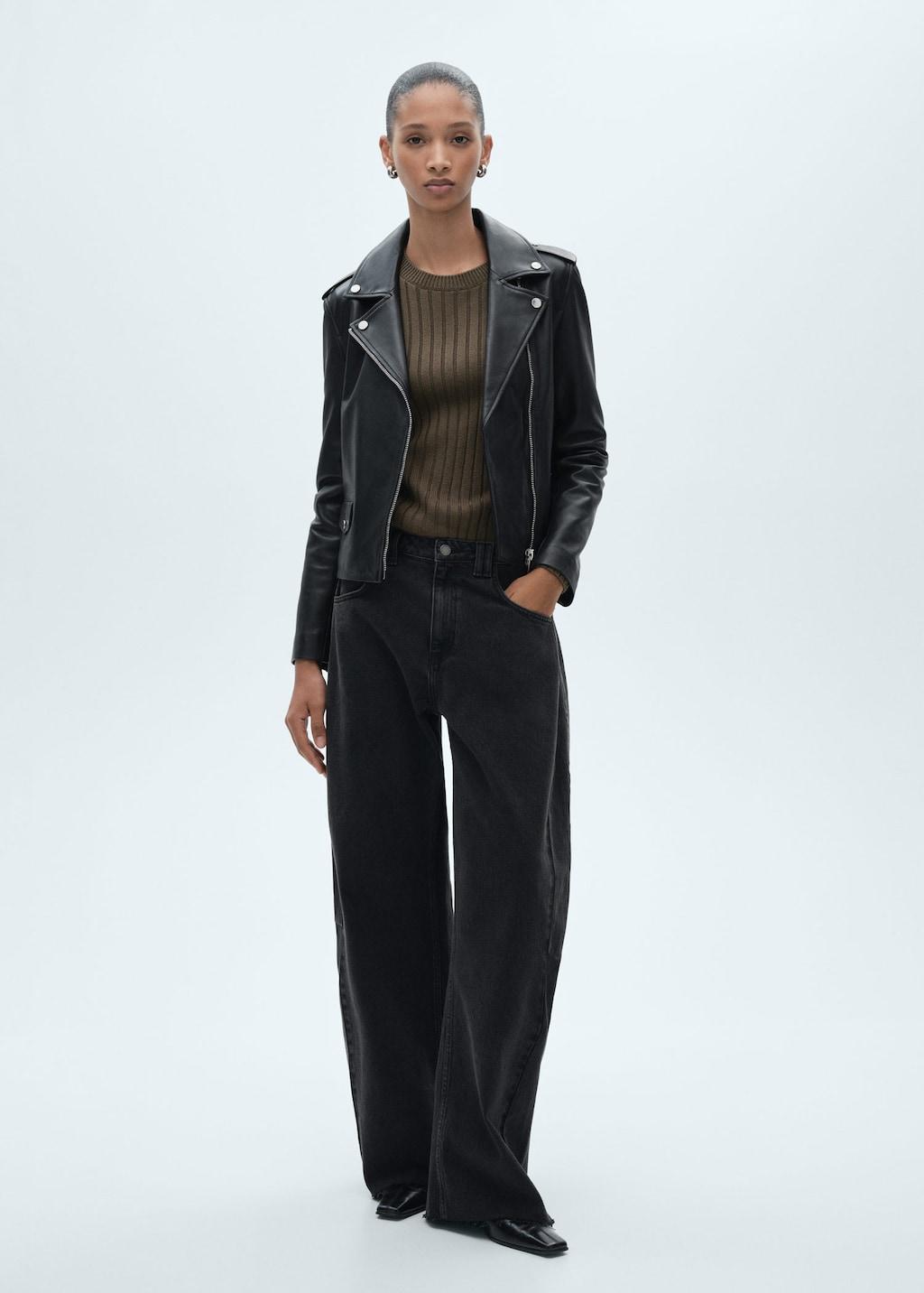 Oversize Lederjacke Schwarze Lederjacke Damen Mango Oversized