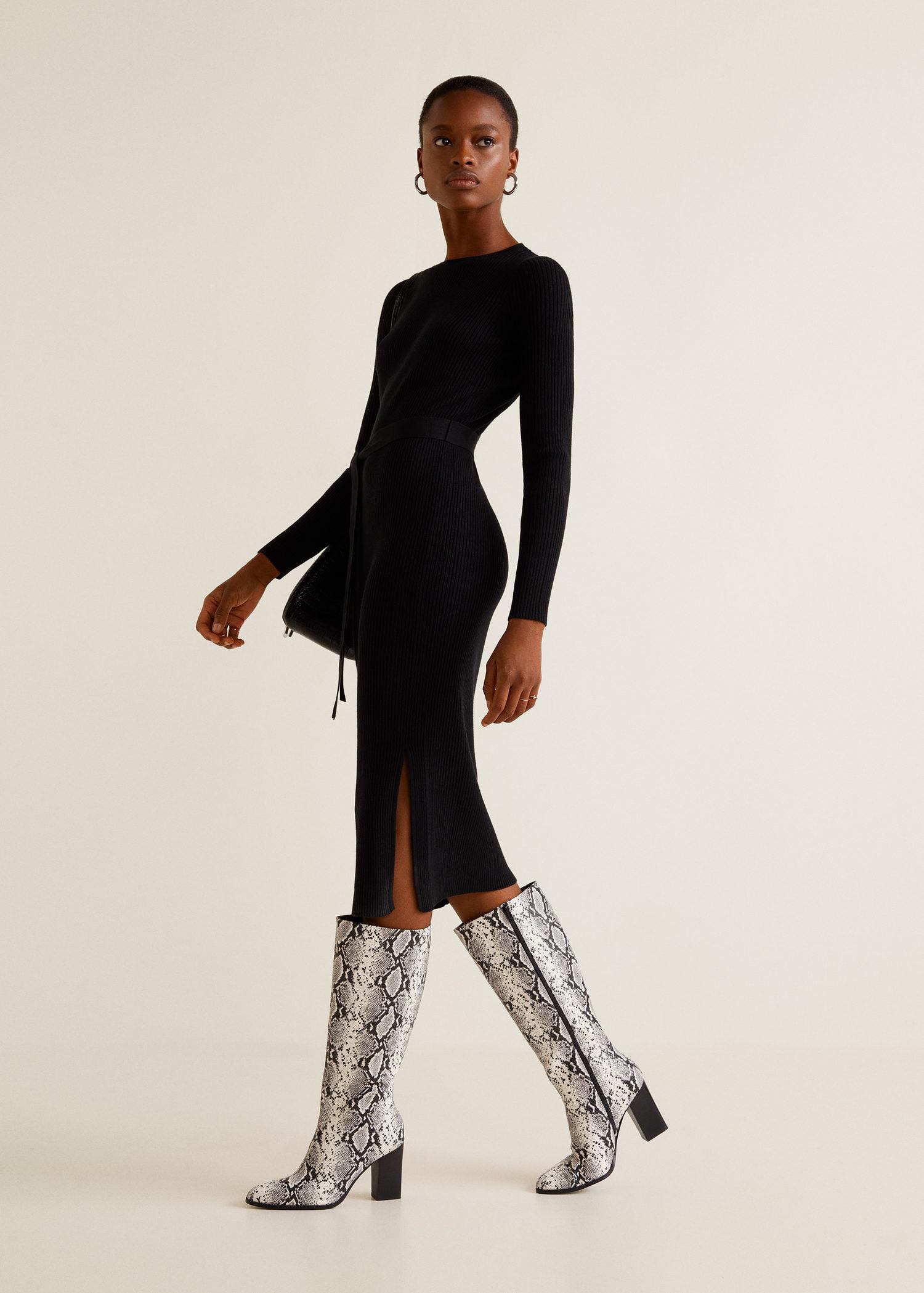 ribbed midi dress mango