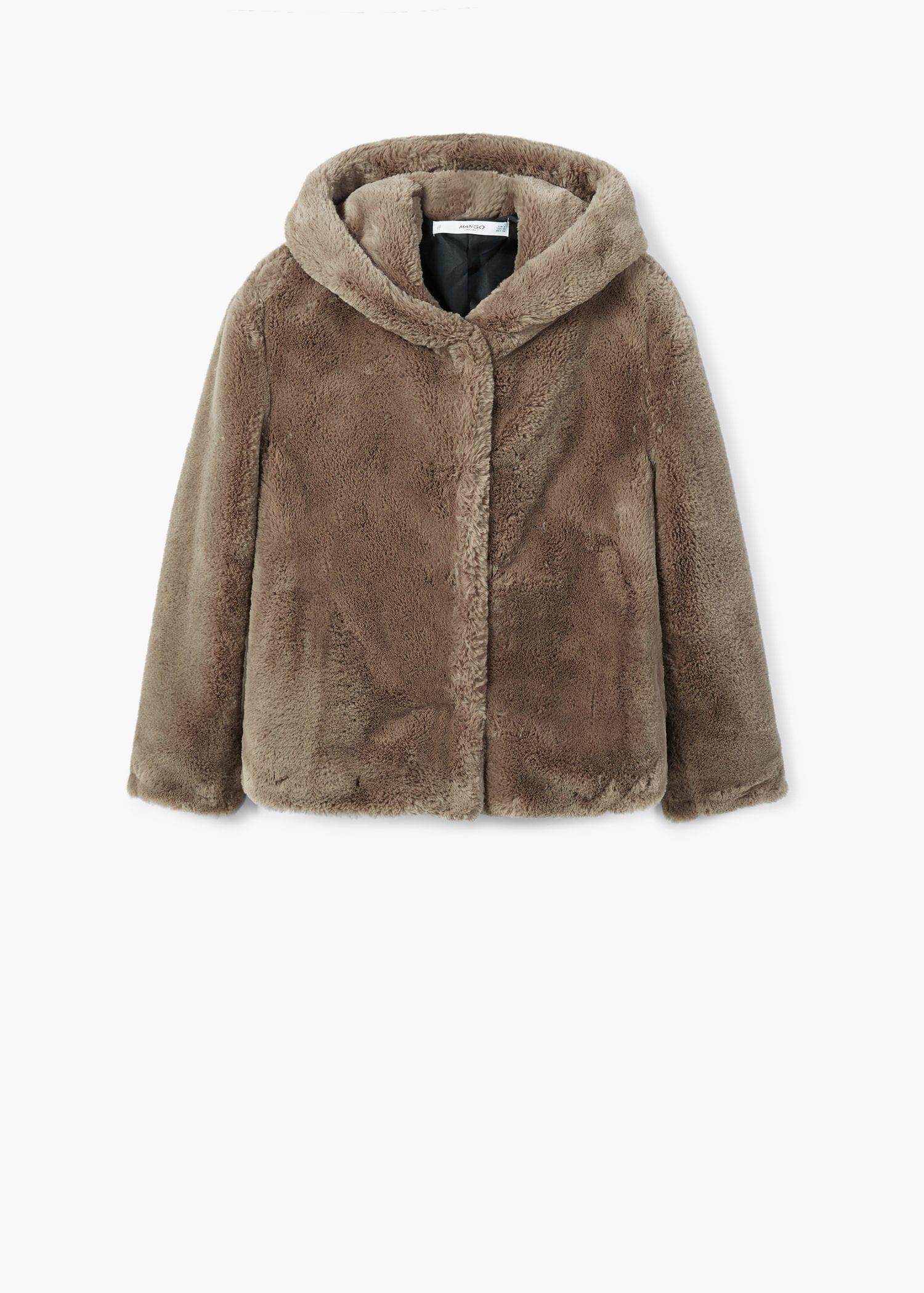 brown fur hooded jacket