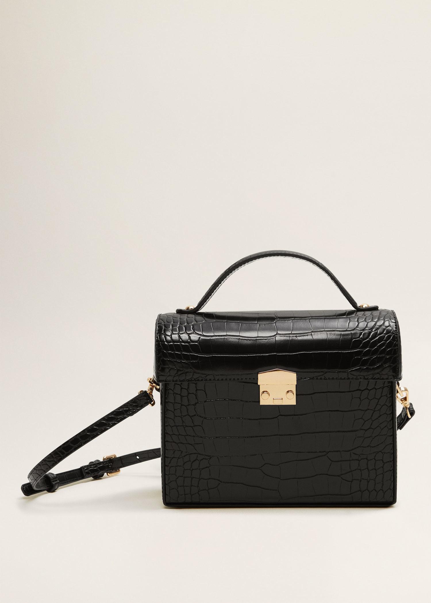 mango black croc bag