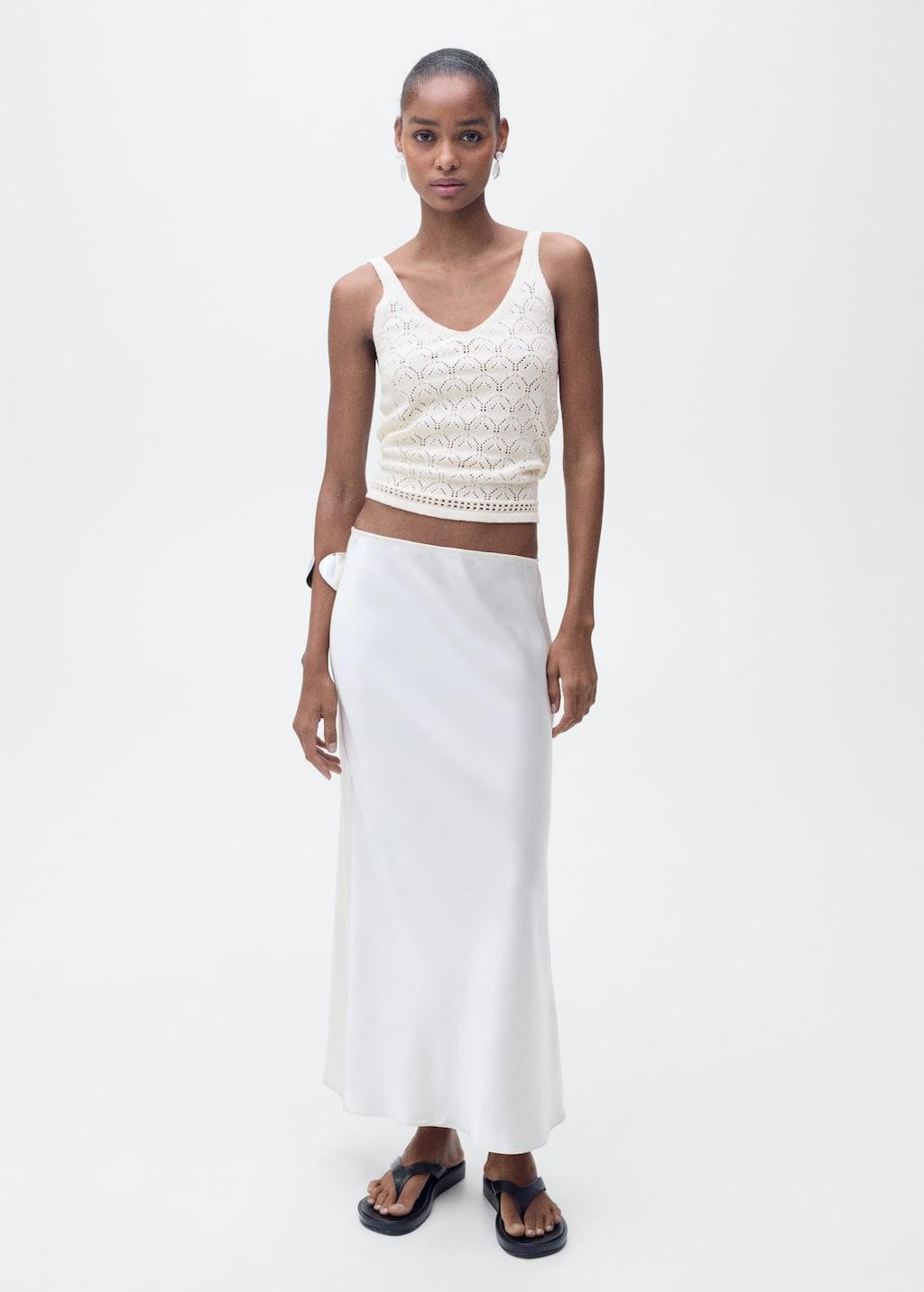 Mango Openwork Details Knit Top in White Lyst