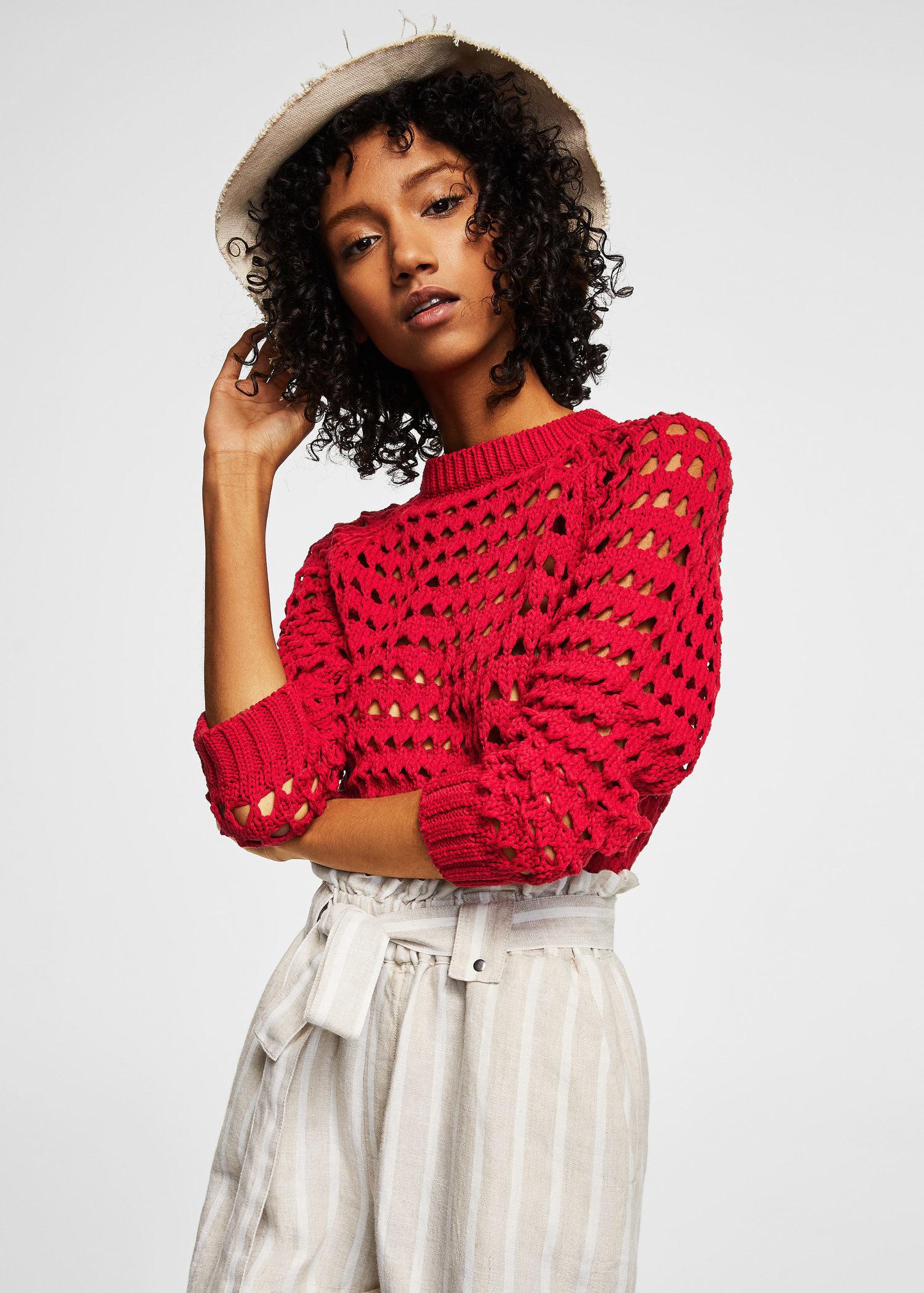 mango openwork knit cardigan