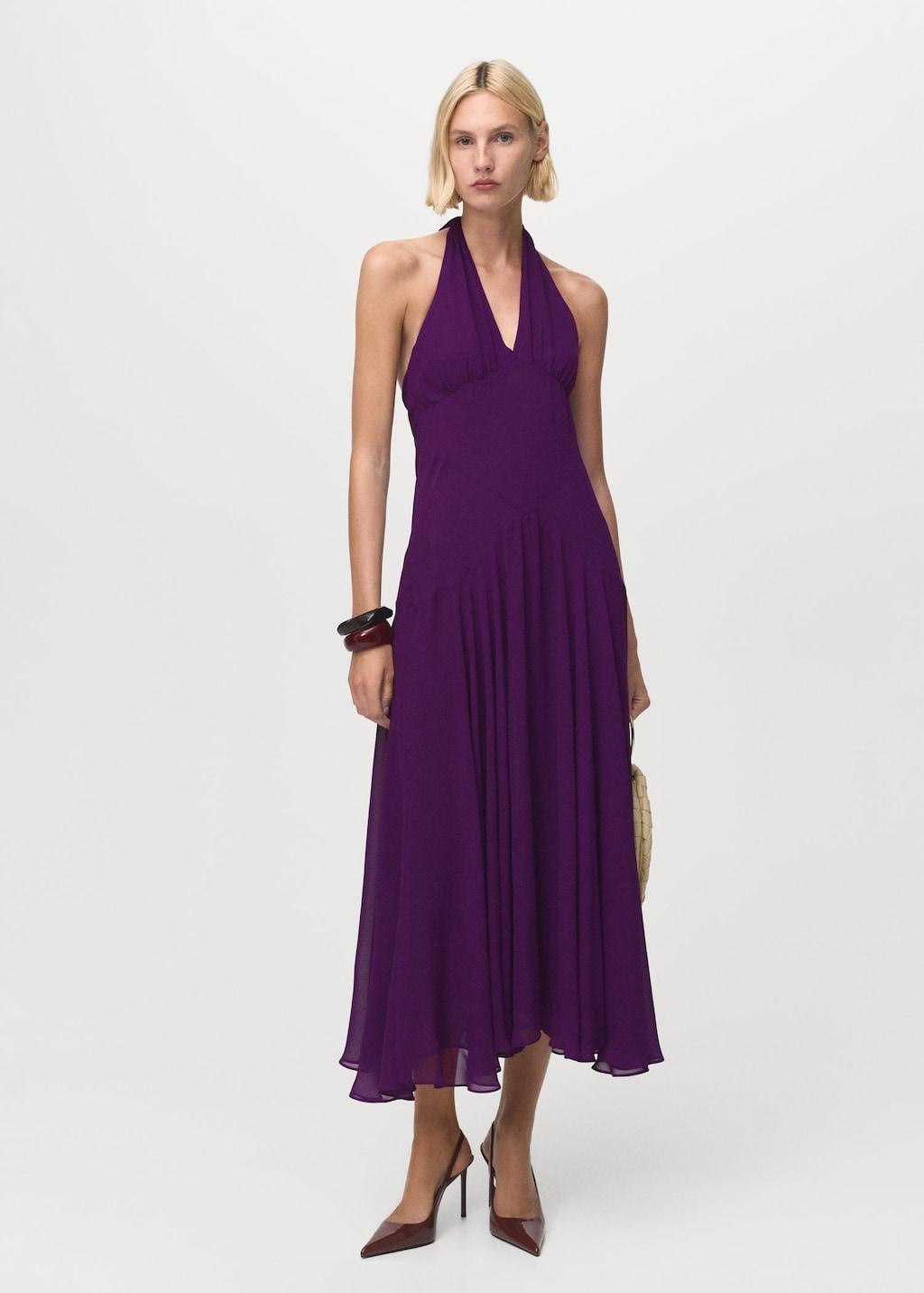 women dress satin Satin Tie Back Halter Column Dress missy / 6 / burgundy
