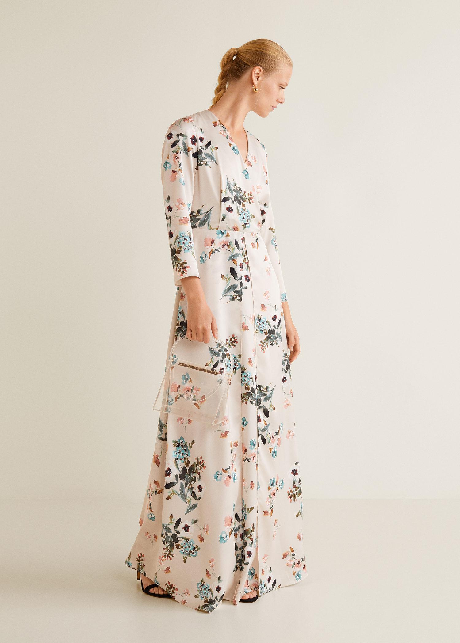 mango satin floral dress