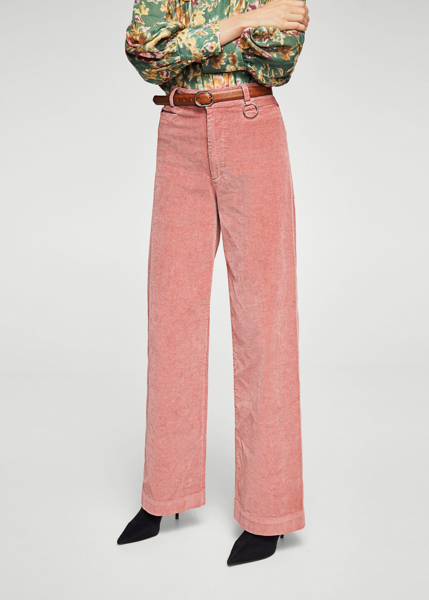 Mango Highwaist Corduroy Trousers in Pink Lyst
