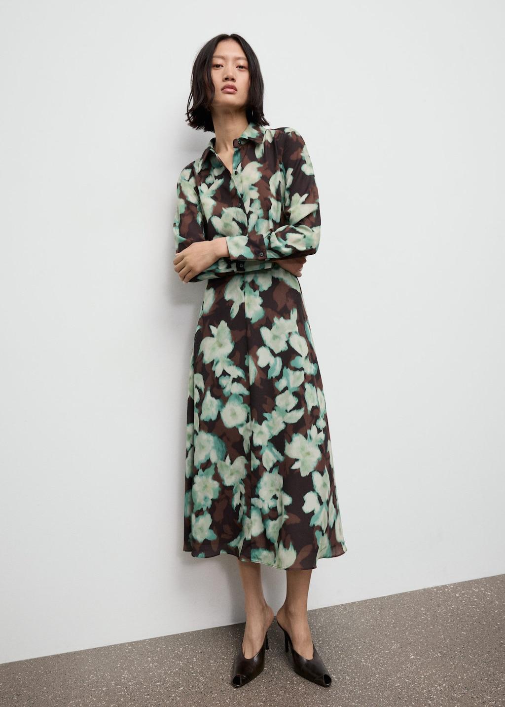 Mango Printed Shirt Dress With Belt in White | Lyst Mango Printed Shirt Dress With Belt in White | Lyst