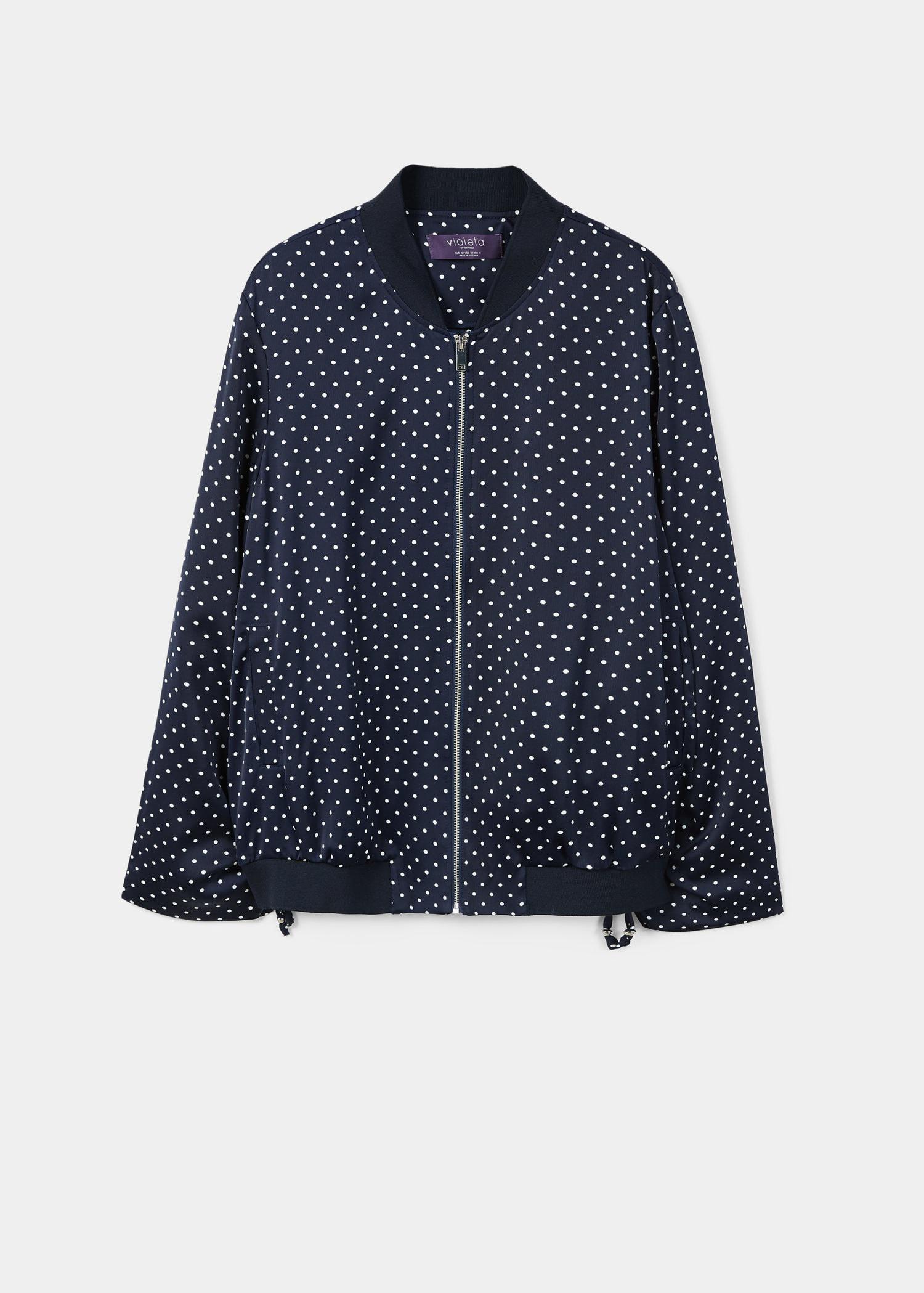 Download Violeta by Mango Polka Dot Bomber Jacket in Dark Navy ...