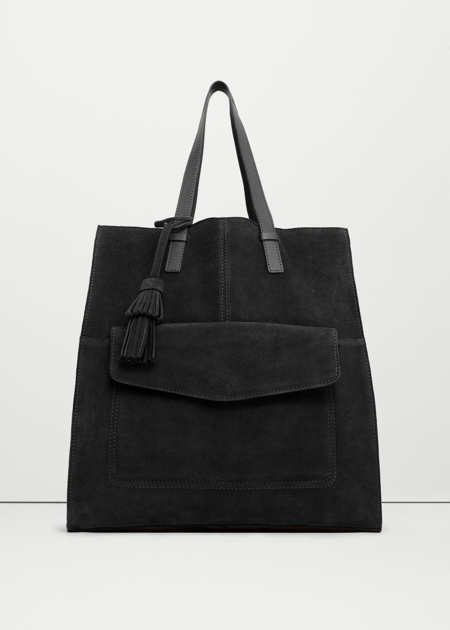 Mango Leather Shopper Bag in Black Lyst