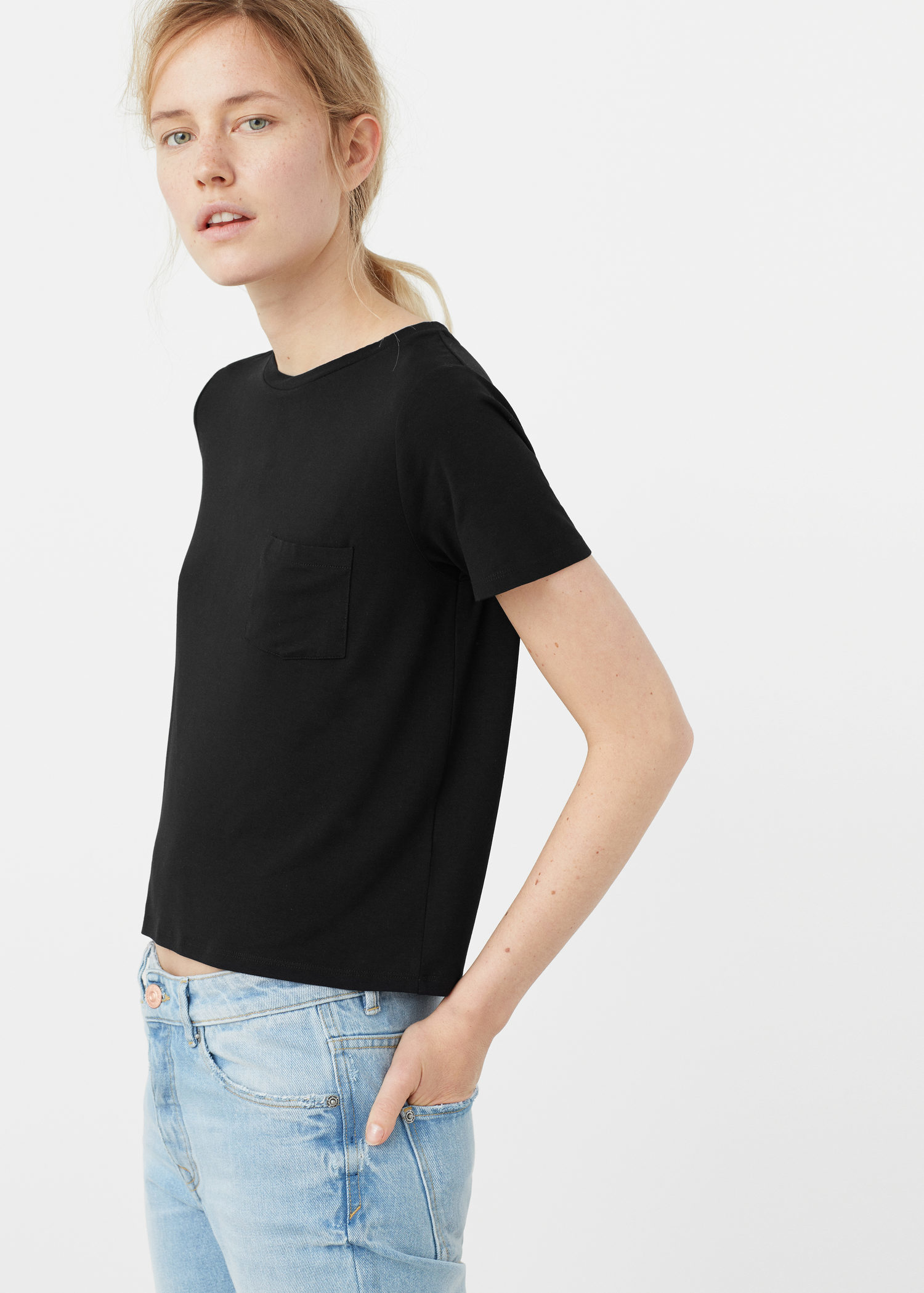 mango pocket t shirt in black lyst mango pocket t shirt in black lyst