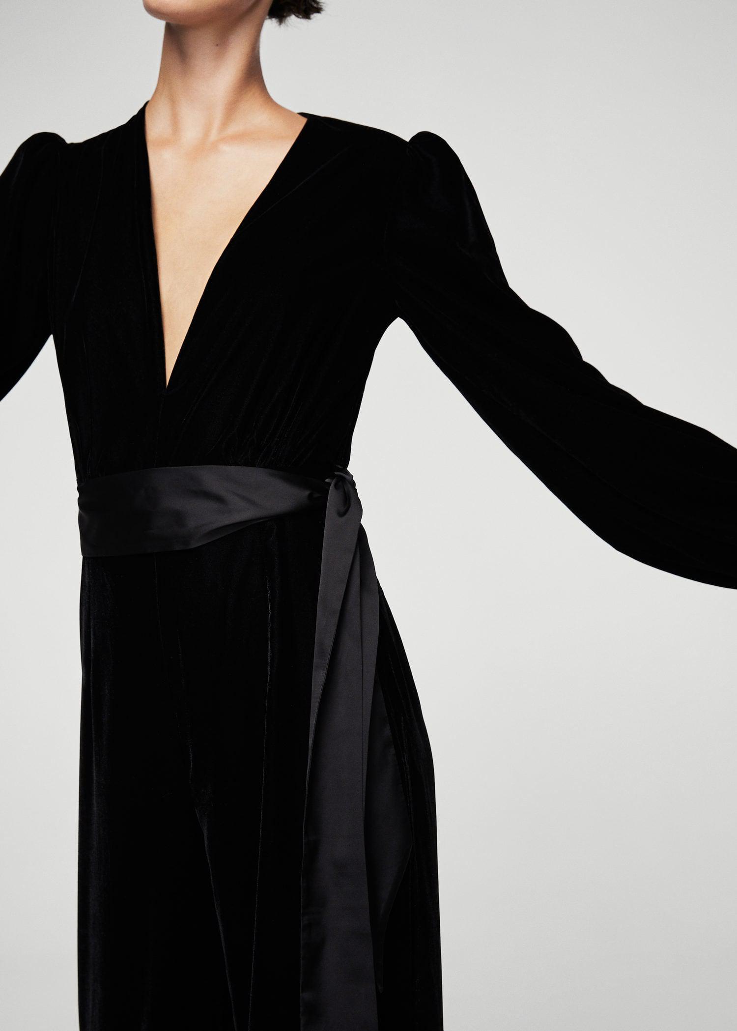 mango black velvet jumpsuit