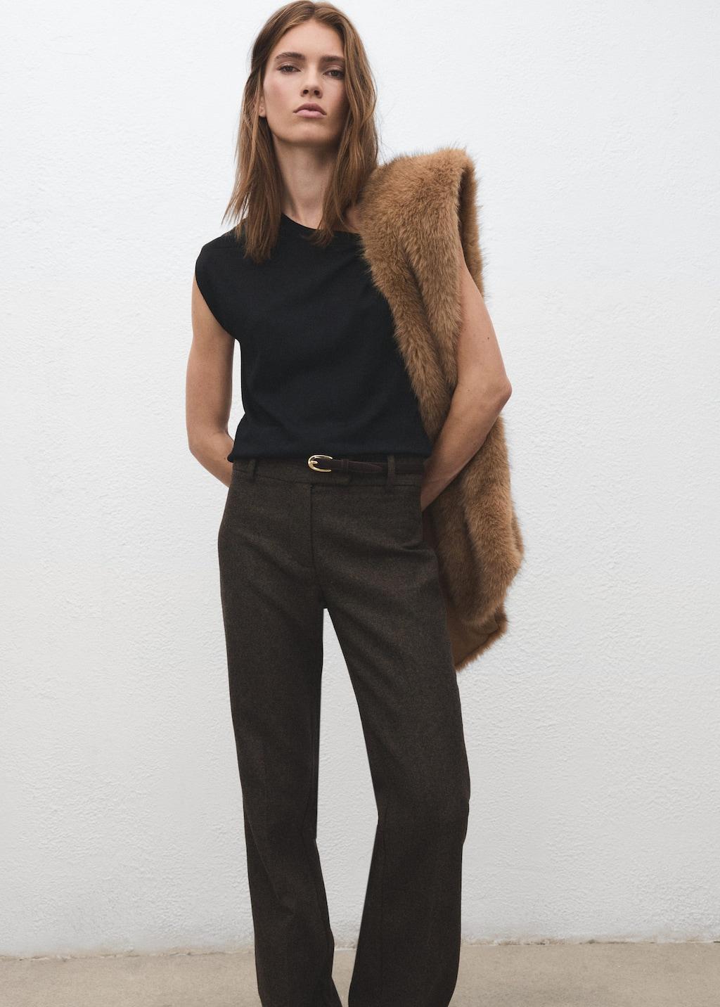 Mango Thin Suede Leather Belt in Black Lyst