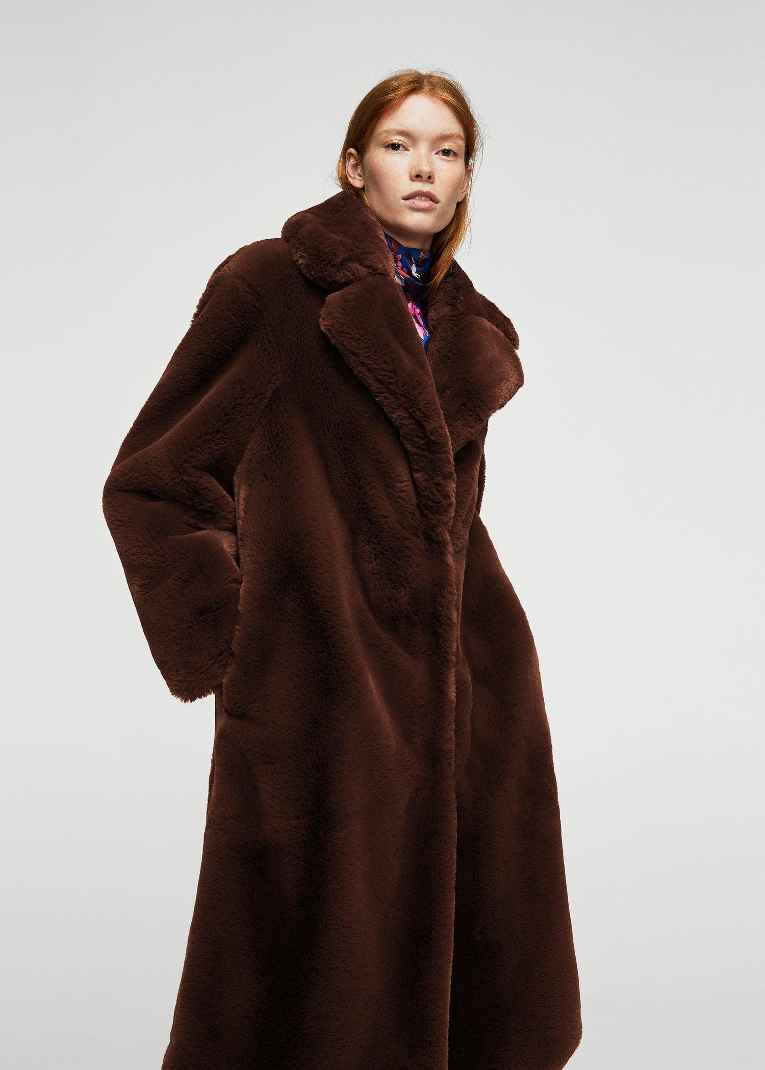 lapel faux shearling coat
