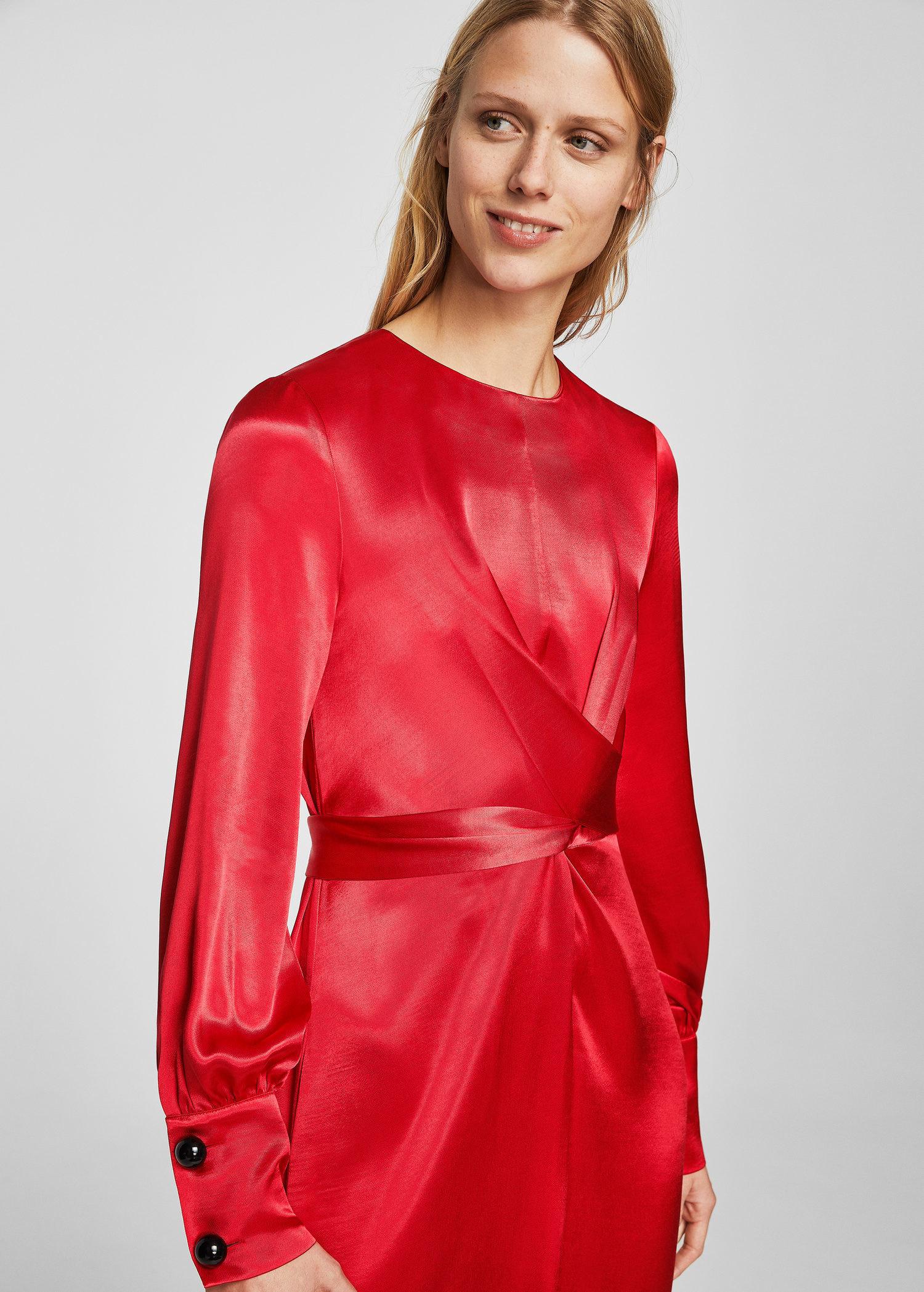 mango red satin dress
