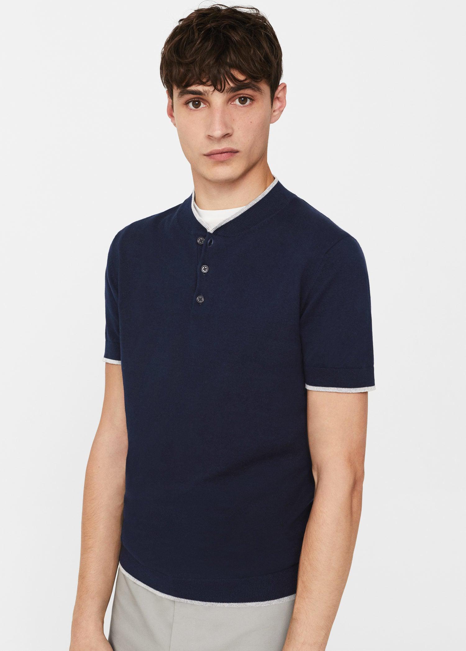 Mango Cotton Button-down Collar Polo Shirt in Navy (Blue) for Men - Lyst