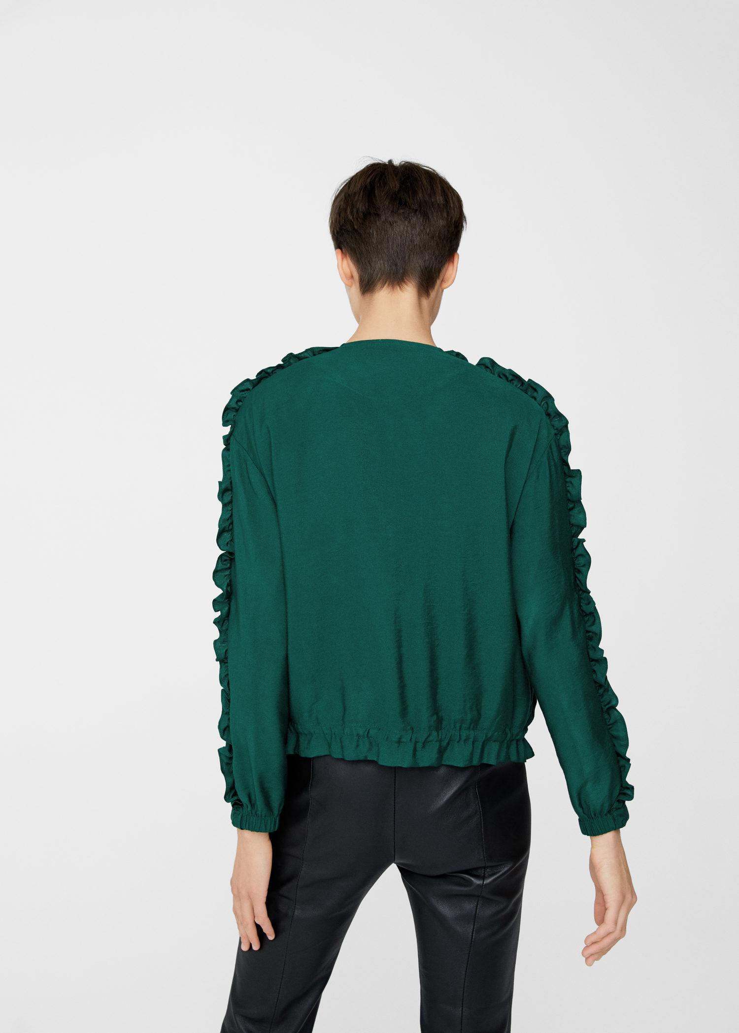 Mango Synthetic Ruffle Flowy Jacket in Green Lyst
