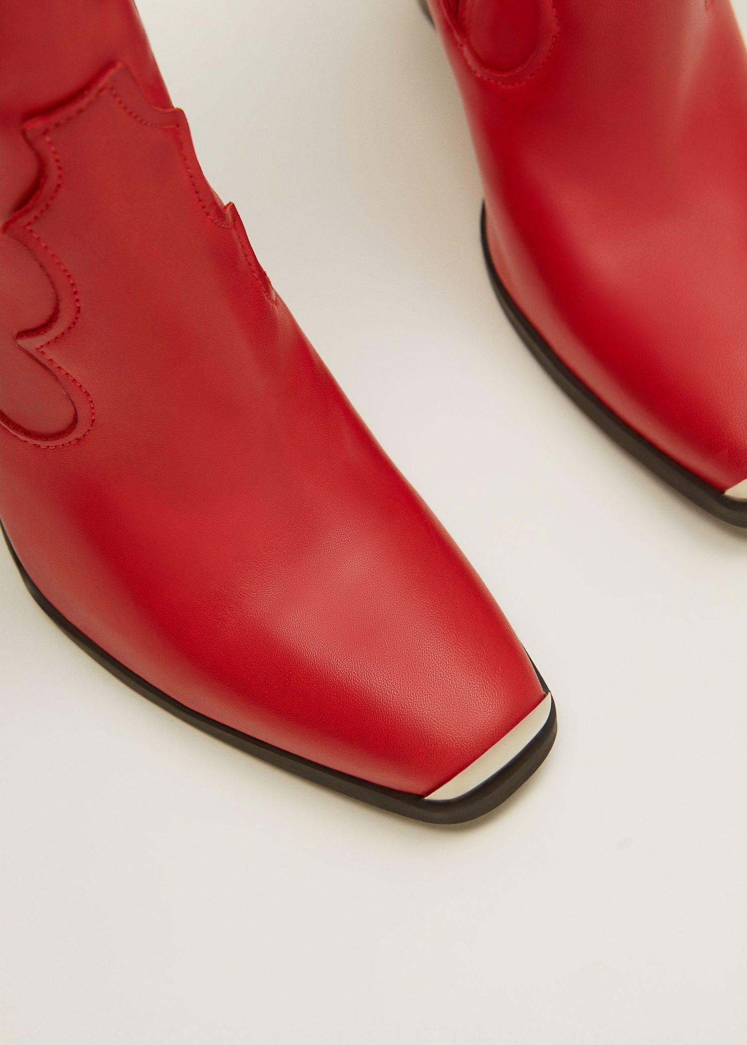 mango red leather boots