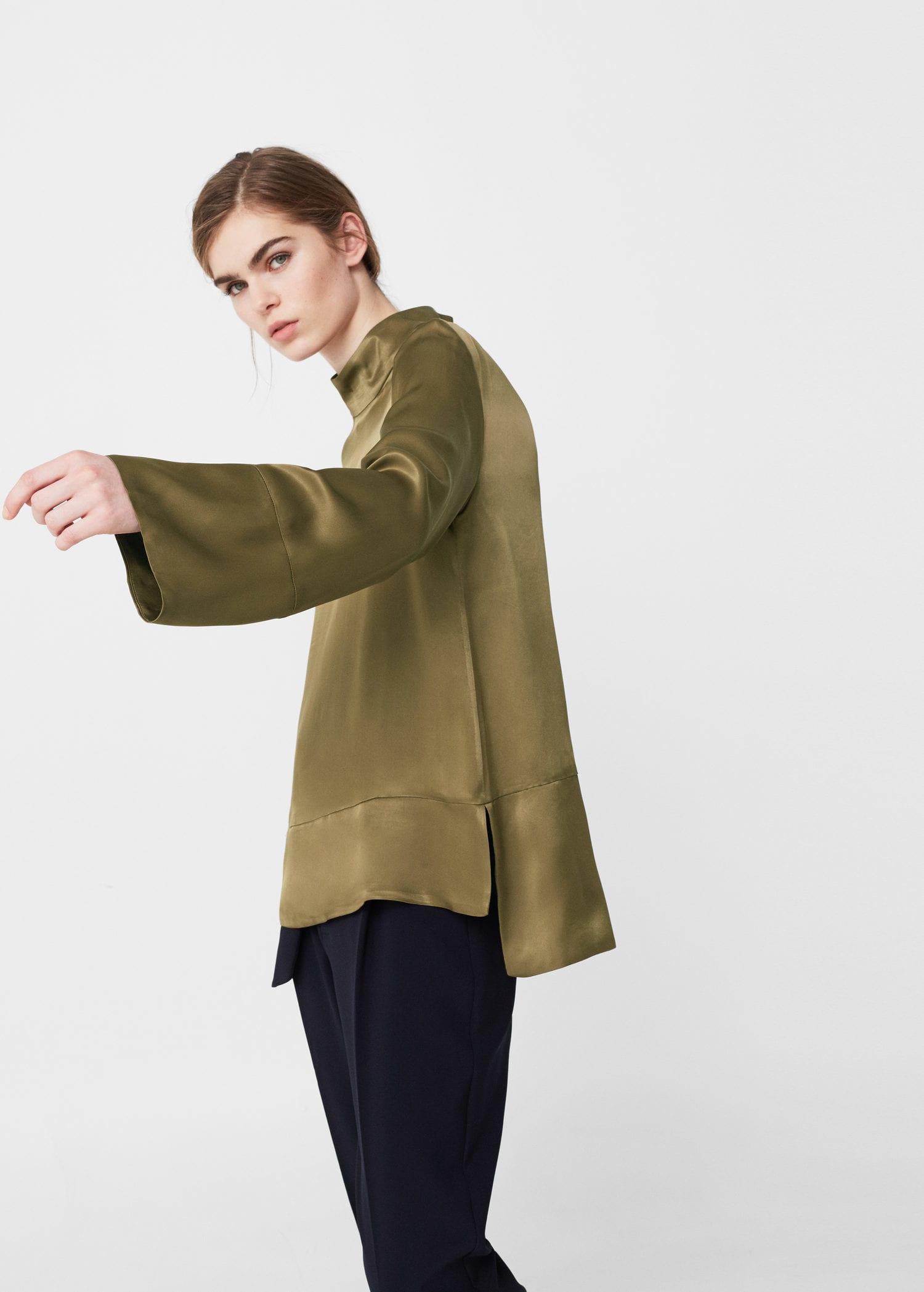 Lyst Mango Satin Blouse in Green