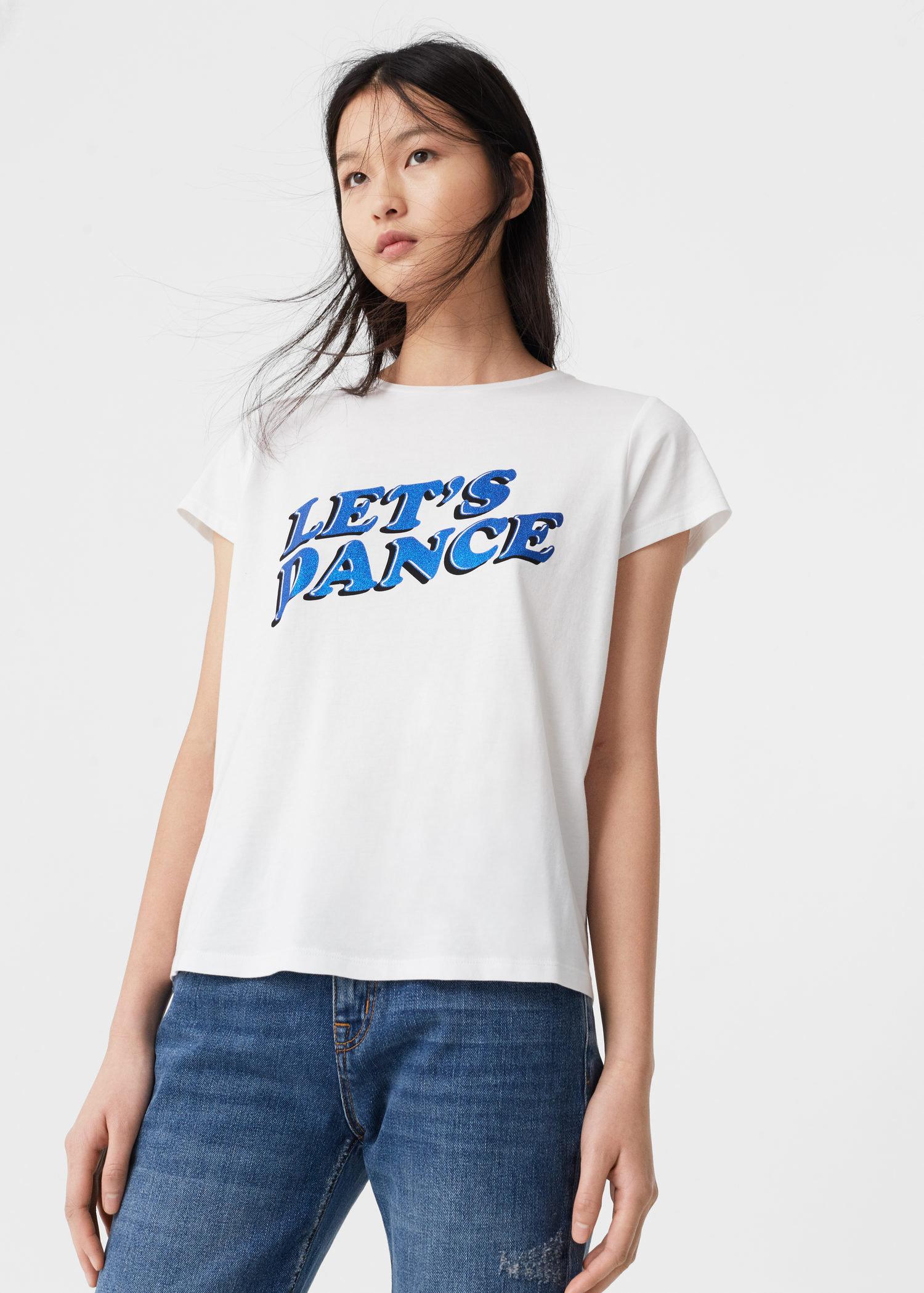 Lyst - Mango Message Cotton T-shirt in White