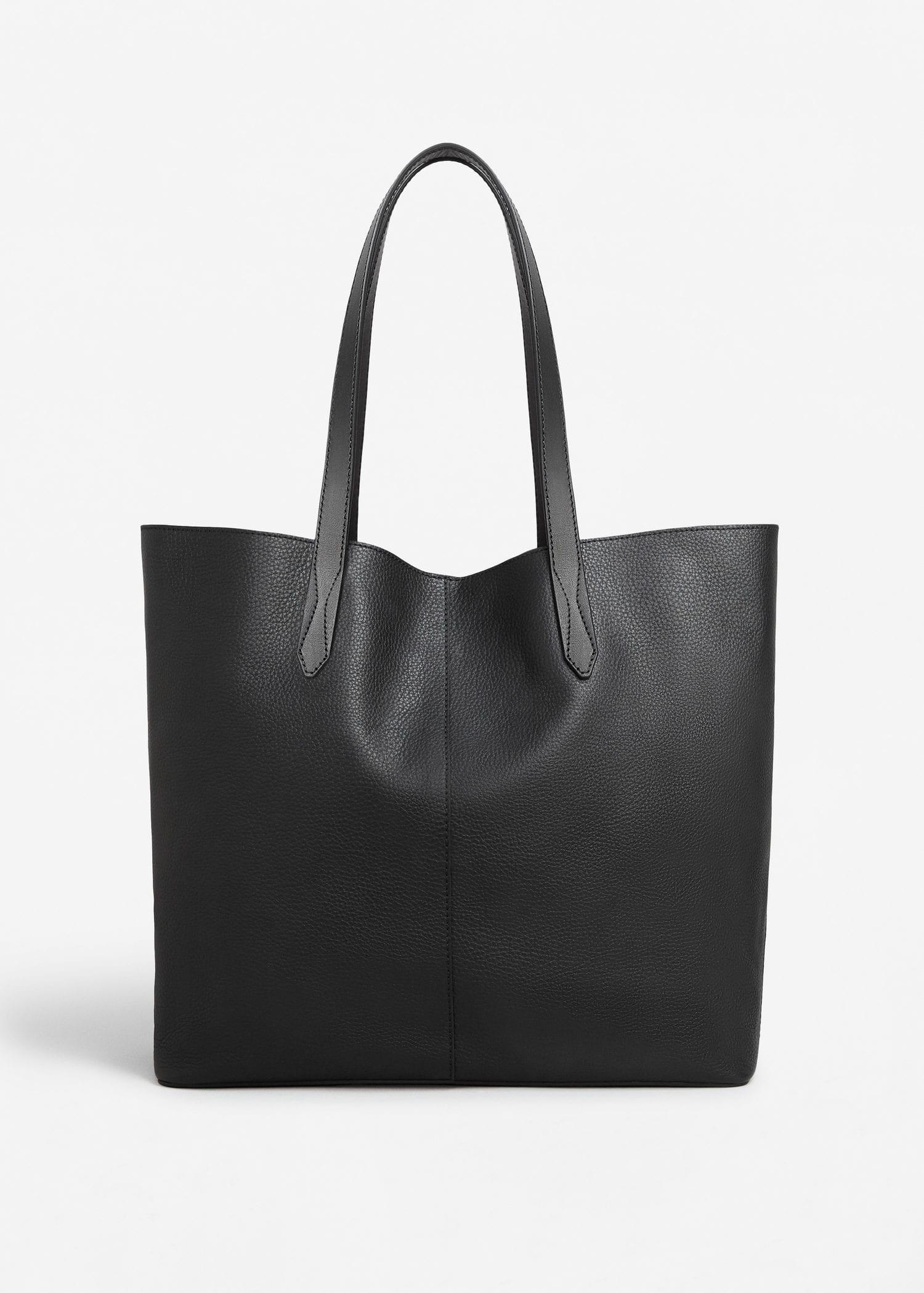 Mango Leather Shopper Bag in Black Lyst UK